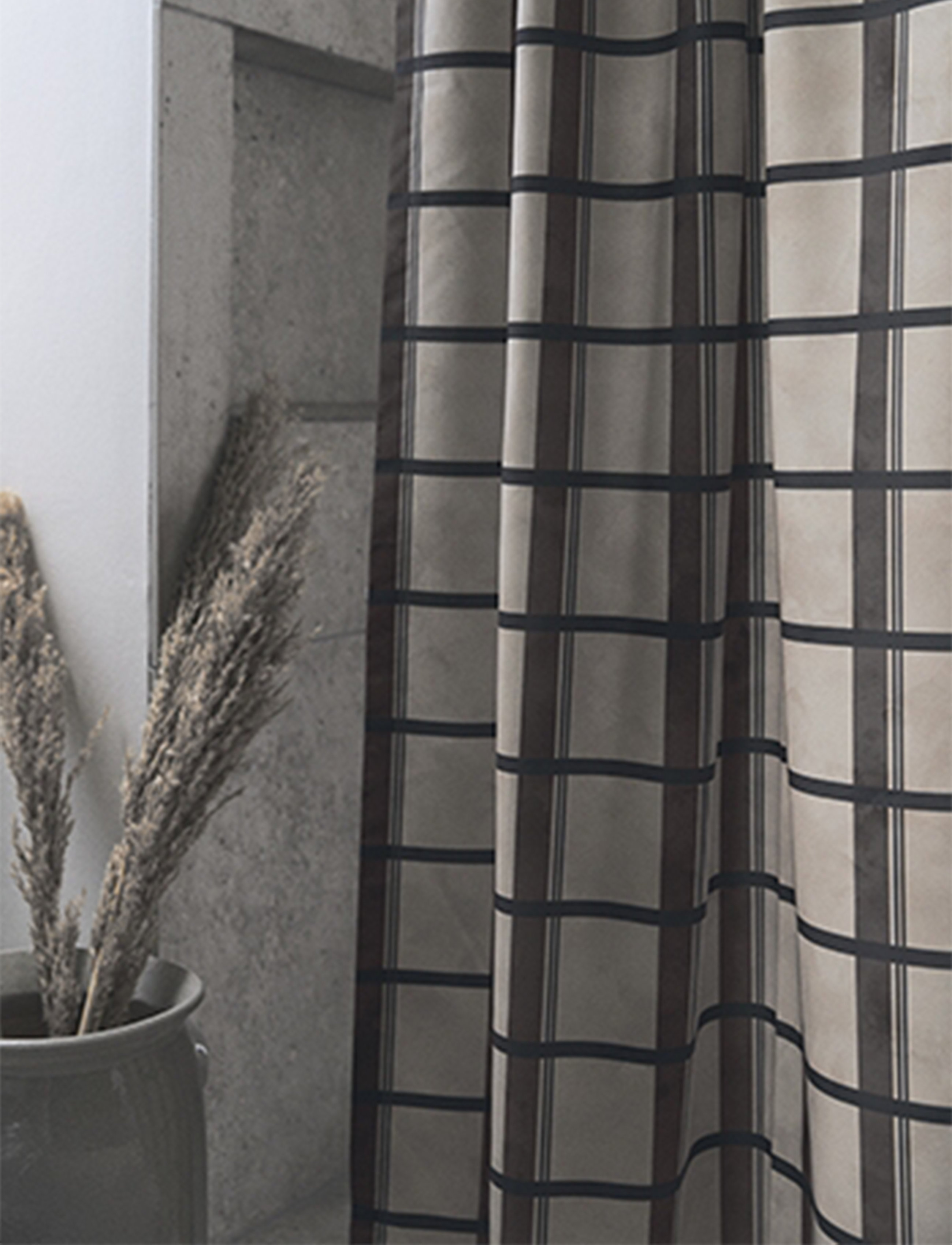 compliments - Check shower curtain w/eyelets 200 cm - taupe - 1