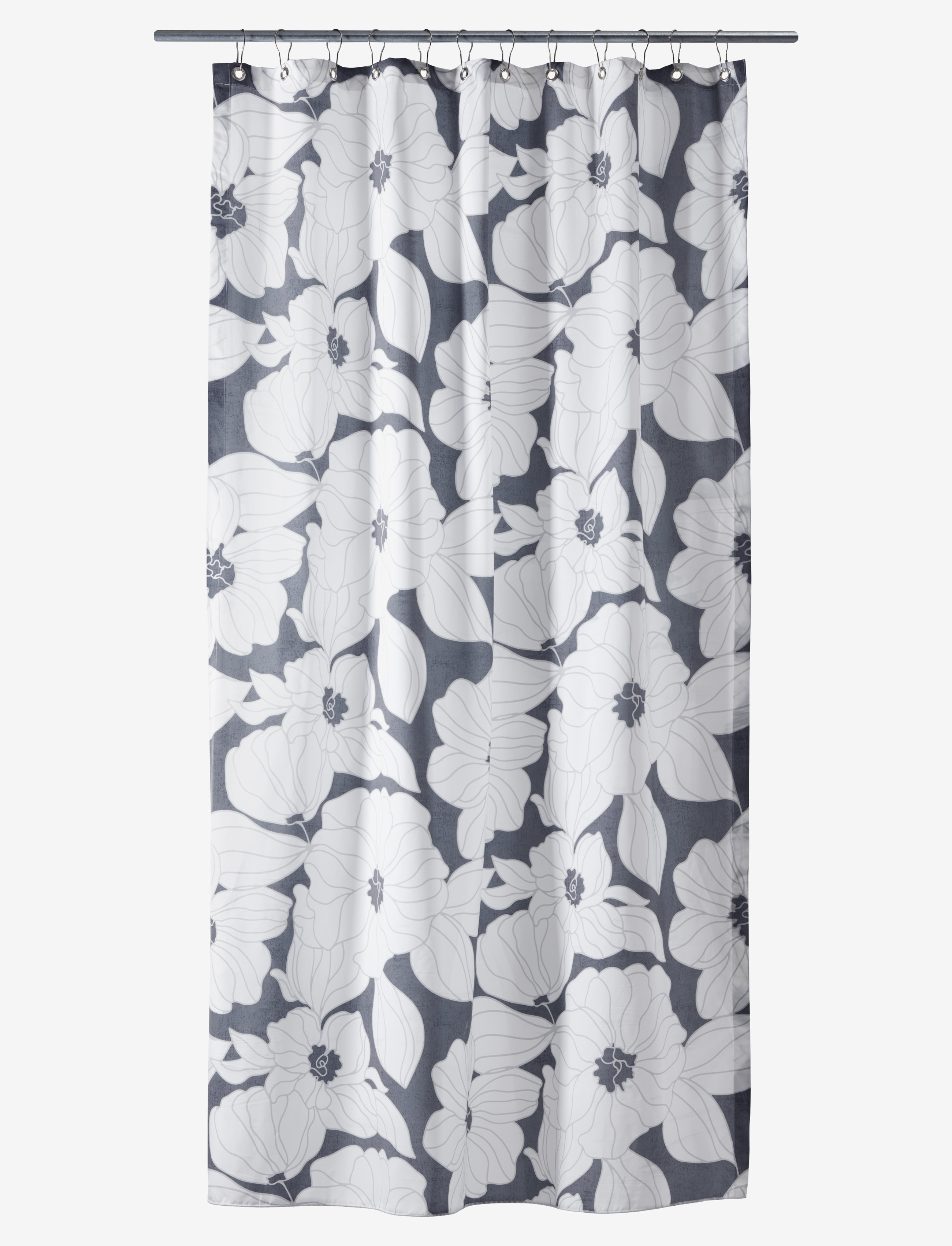 compliments Flora Shower Curtain W/Eyelets 200 Cm, 140X200 cm, Bathroom Textiles, Grau - Curtains, Homeware