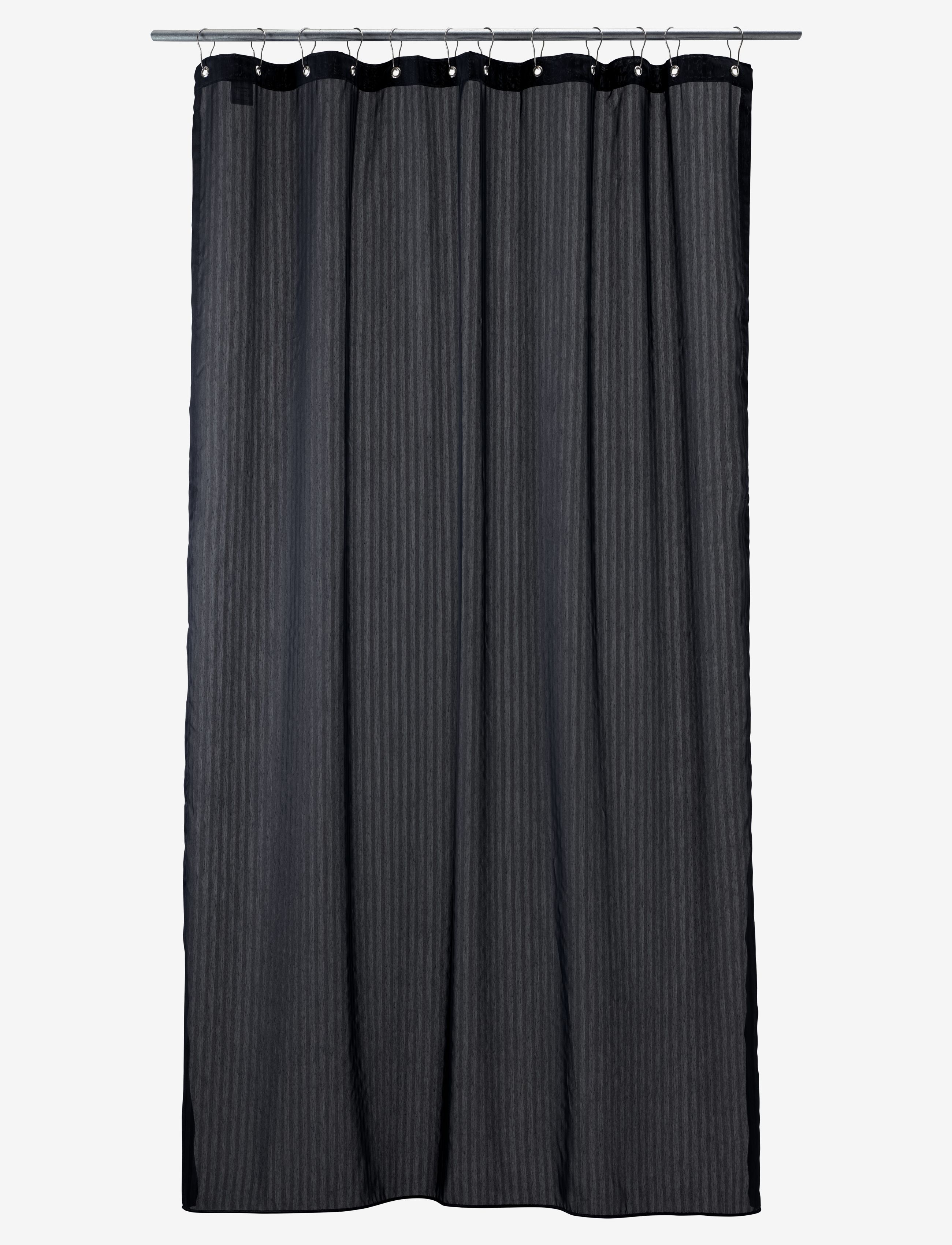 compliments Lines Shower Curtain W/Eyelets 200 Cm, 140X200 cm, Bathroom Textiles, Schwarz - Curtains, Homeware