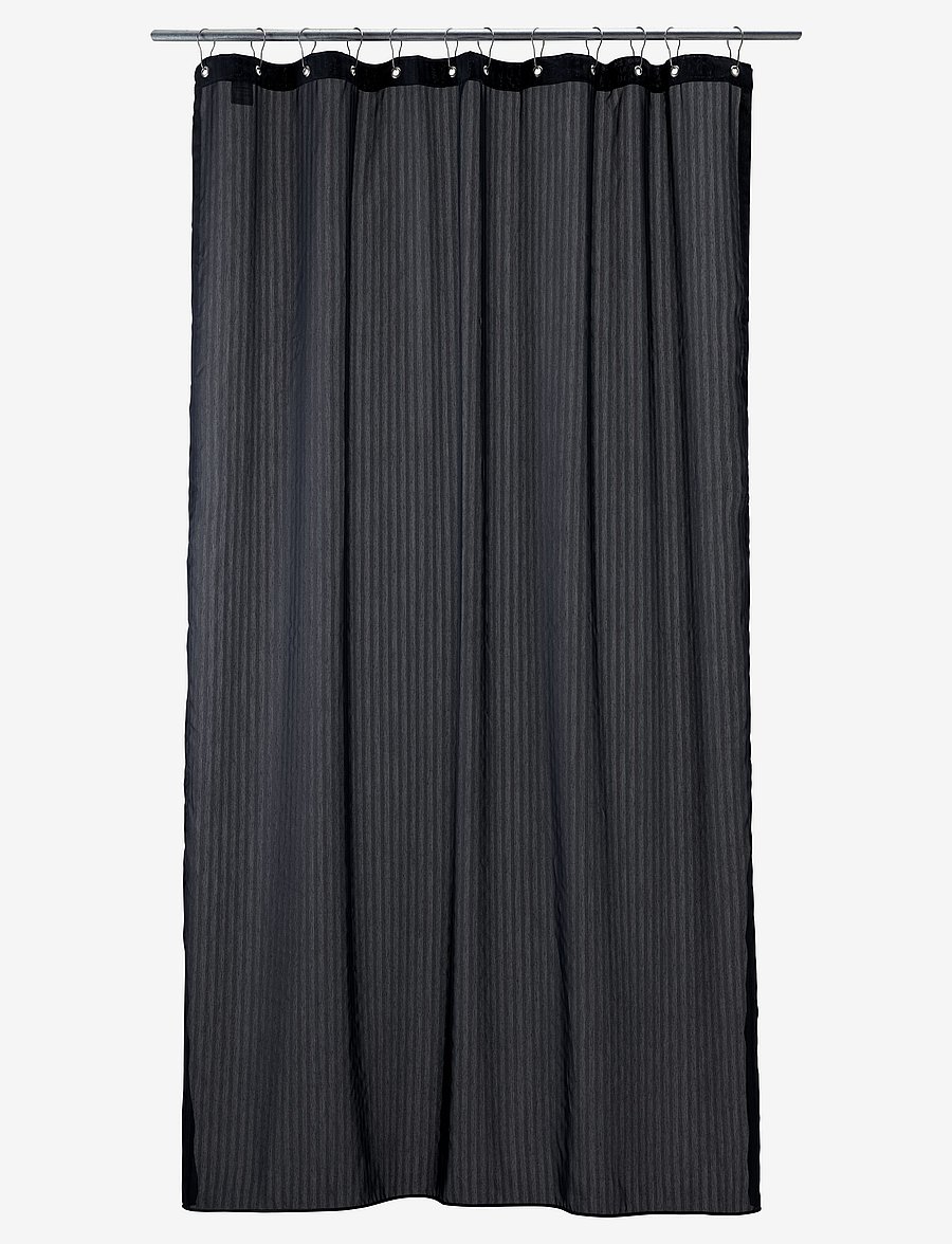 compliments - Lines shower curtain w/eyelets 200 cm - duschvorhänge - black - 0