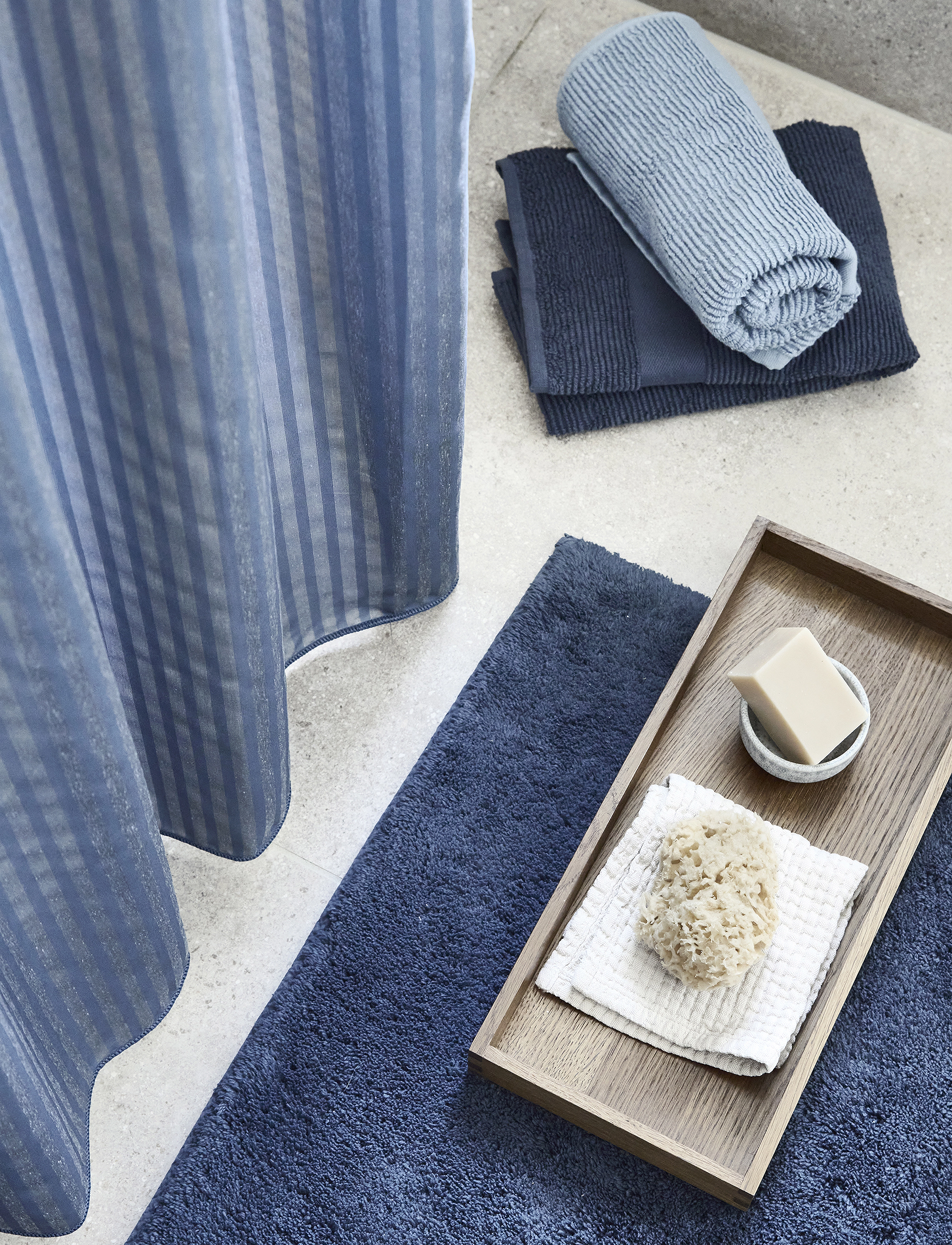 compliments Lines Shower Curtain W/Eyelets 200 Cm, 140X200 cm, Bathroom Textiles, Blau - Curtains, Homeware