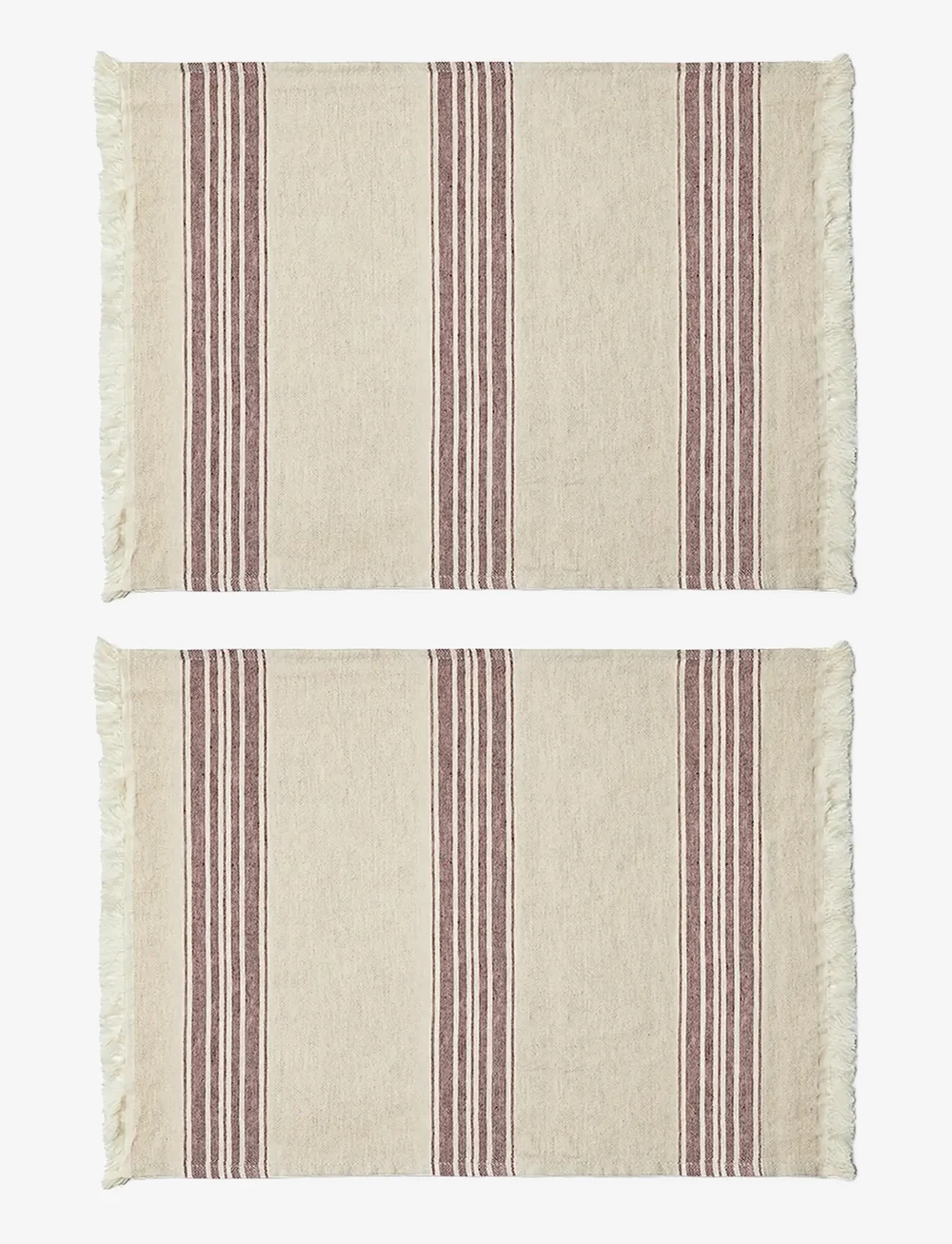 compliments - Arles Place Mat 36x50 cm w/fringes - 2 Pack - dækkeservietter - plum - 0