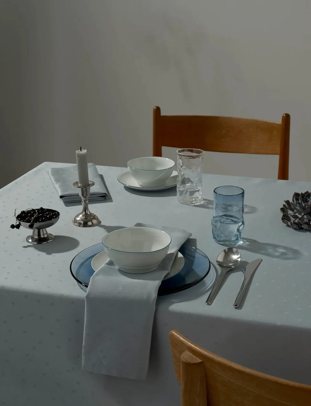 compliments - Confetti Damask Napkin 45x45 cm - 4 Pack - stoffservietten - mineral blue - 2