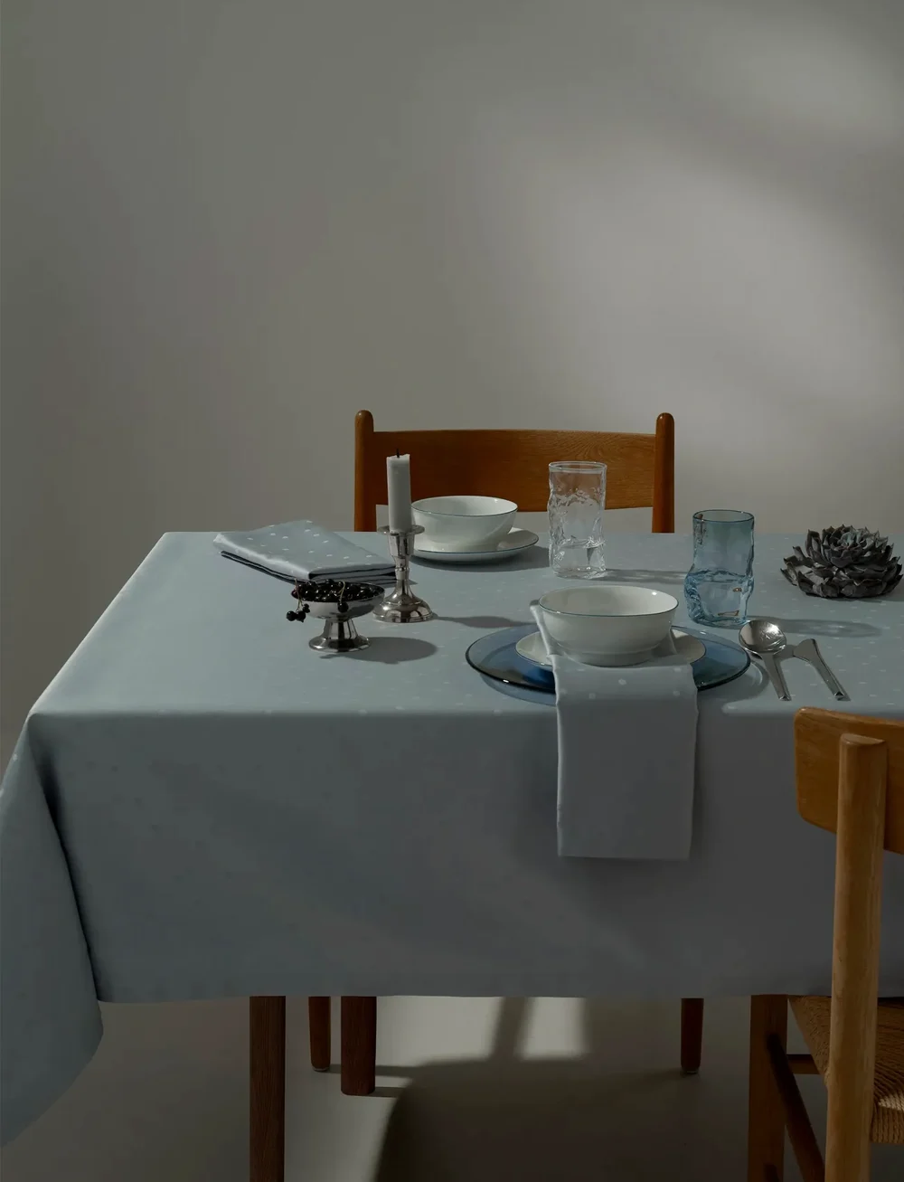 compliments - Confetti Damask Table Cloth - köp efter pris - mineral blue - 3