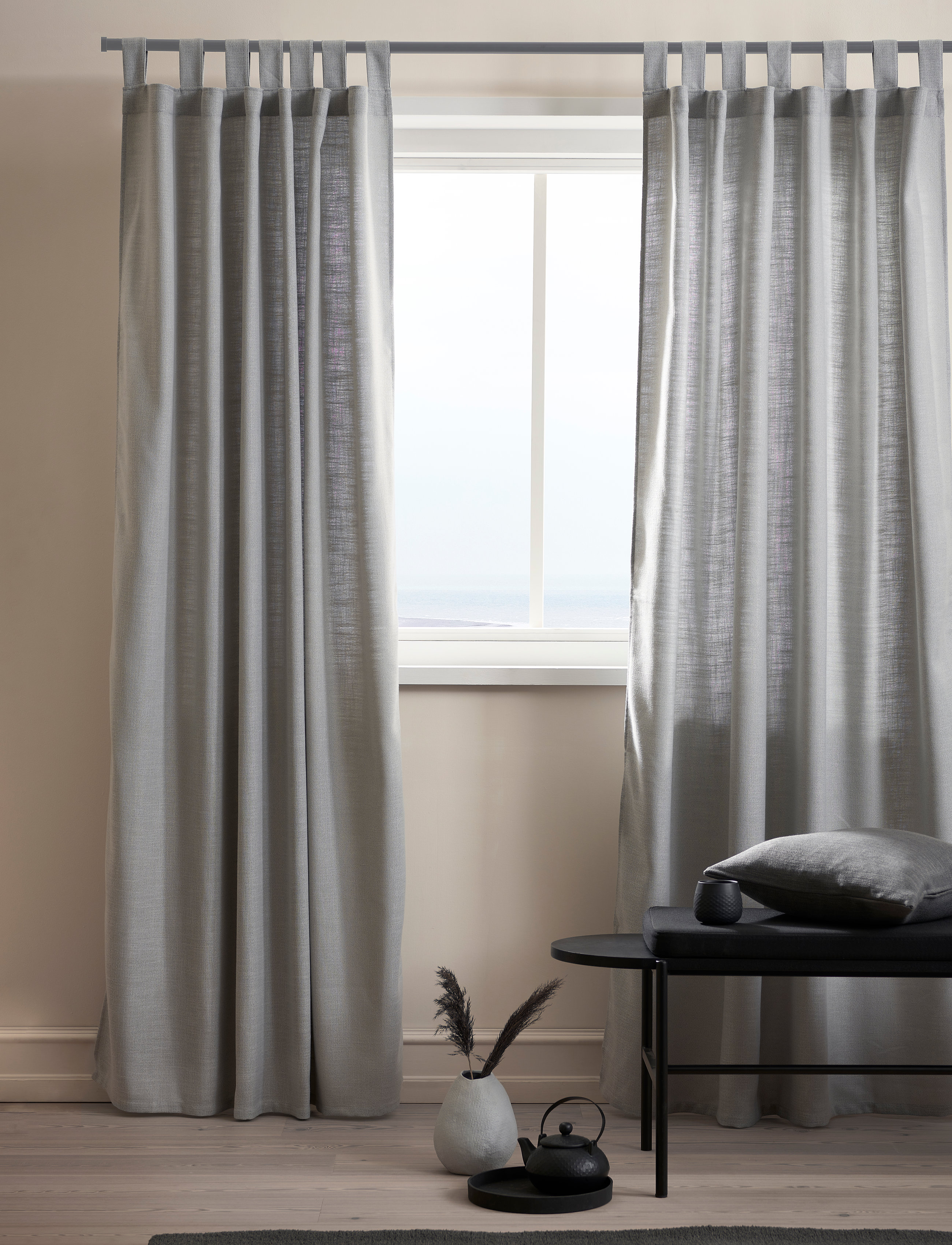 compliments Ivalo Curtain 140X260 Cm W/Loops, cm, Curtains, Grau - Long Homeware