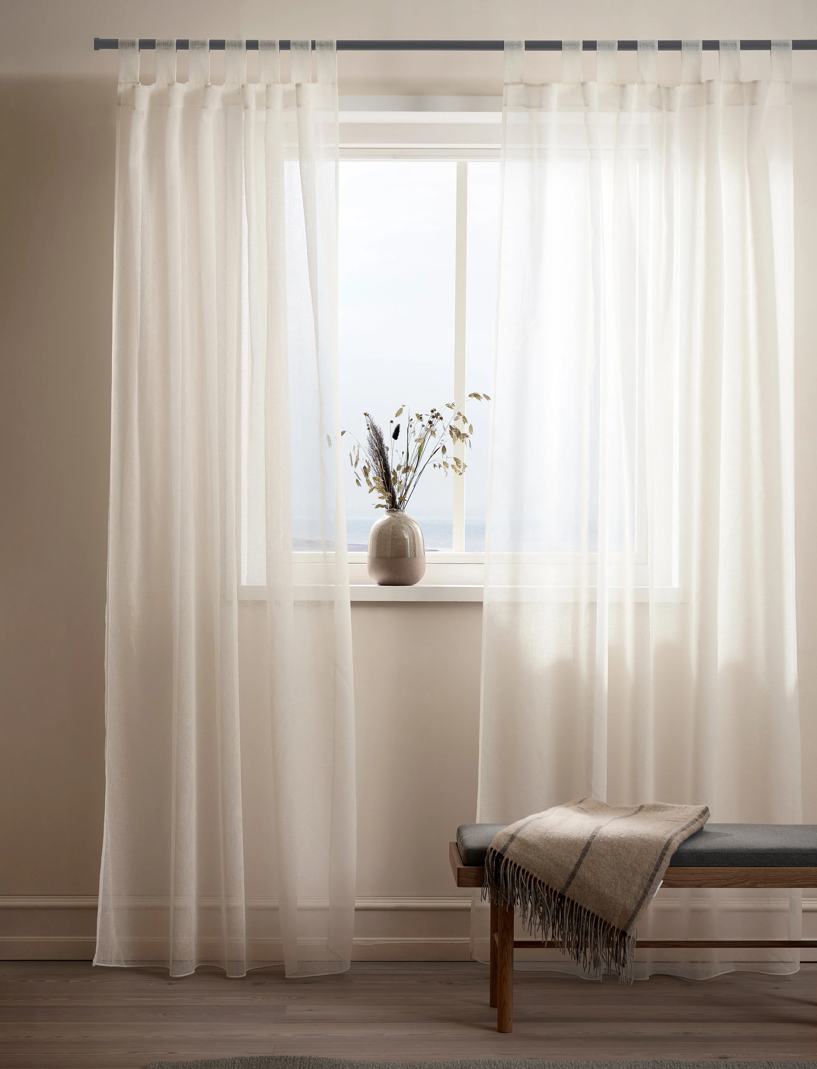 compliments - Boho Curtain 140x260 cm w/loops - gardinlængde - cream - 1
