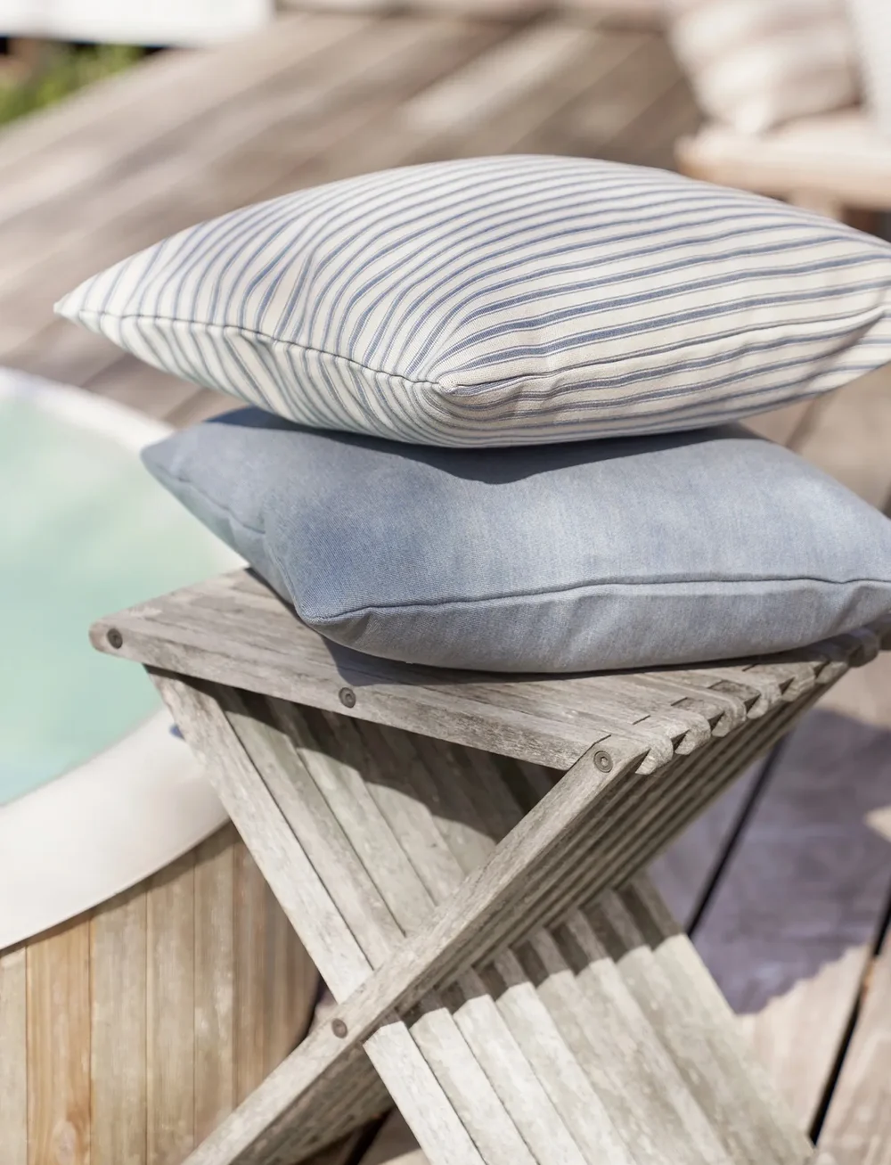 compliments - Outdoor Fine Stripe Cushion - nach preis einkaufen - dusty blue - 2