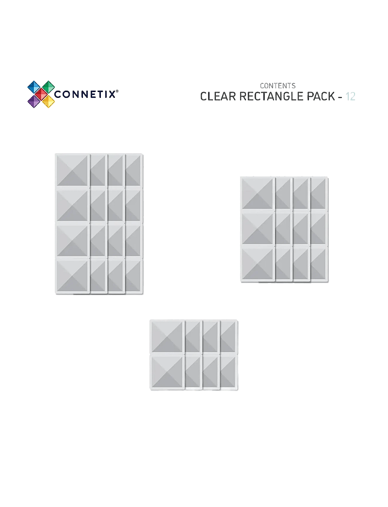 Connetix - Clear Rectangle Pack 12 Pieces - ehituskomplektid - multi coloured - 2