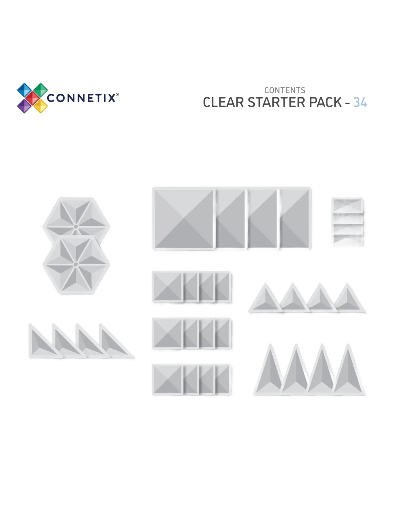 Connetix - Clear Starter Pack 34 Pieces - multi coloured - 1