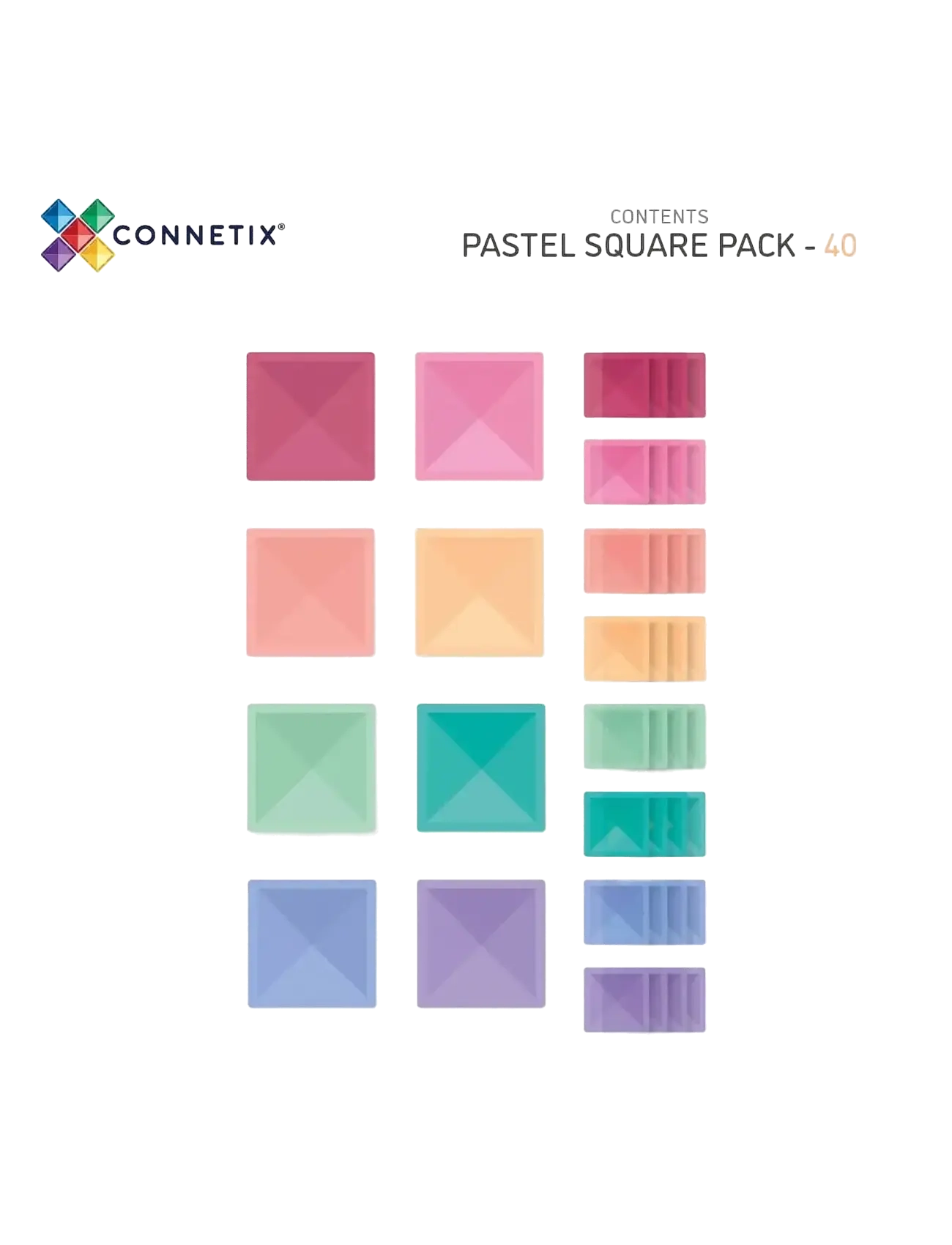 Connetix - Pastel Square Pack 40 Pieces - multi coloured - 2