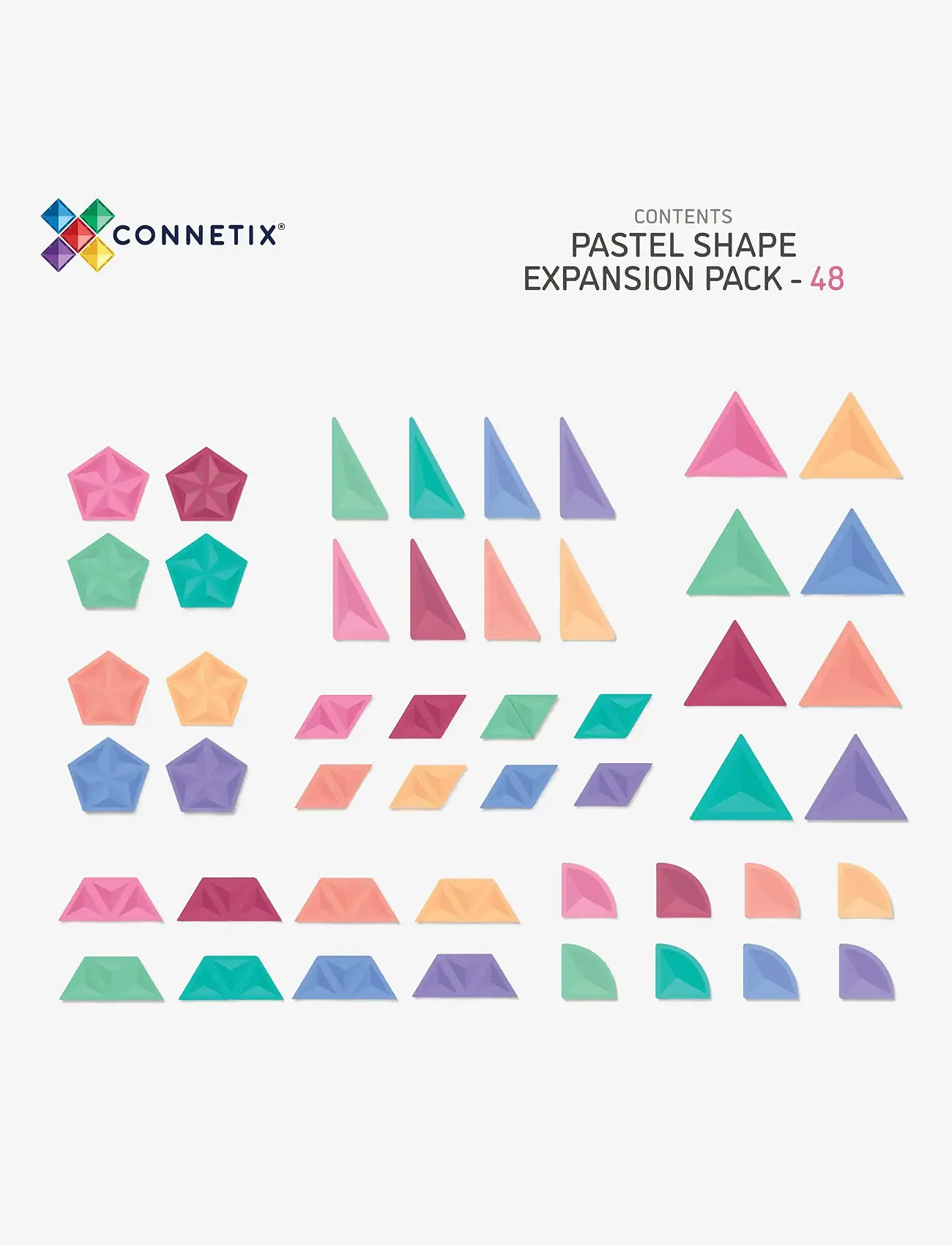 Connetix - Pastel Shape Expansion Pack 48 Pieces - multi coloured - 2
