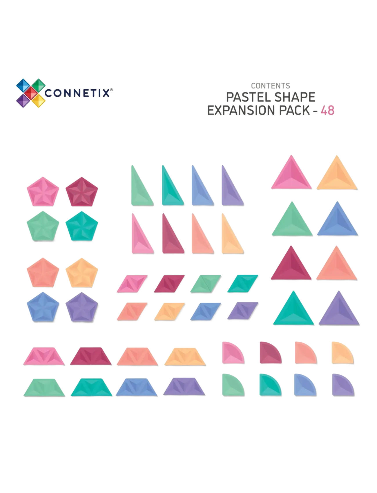 Connetix - Pastel Shape Expansion Pack 48 Pieces - multi coloured - 2