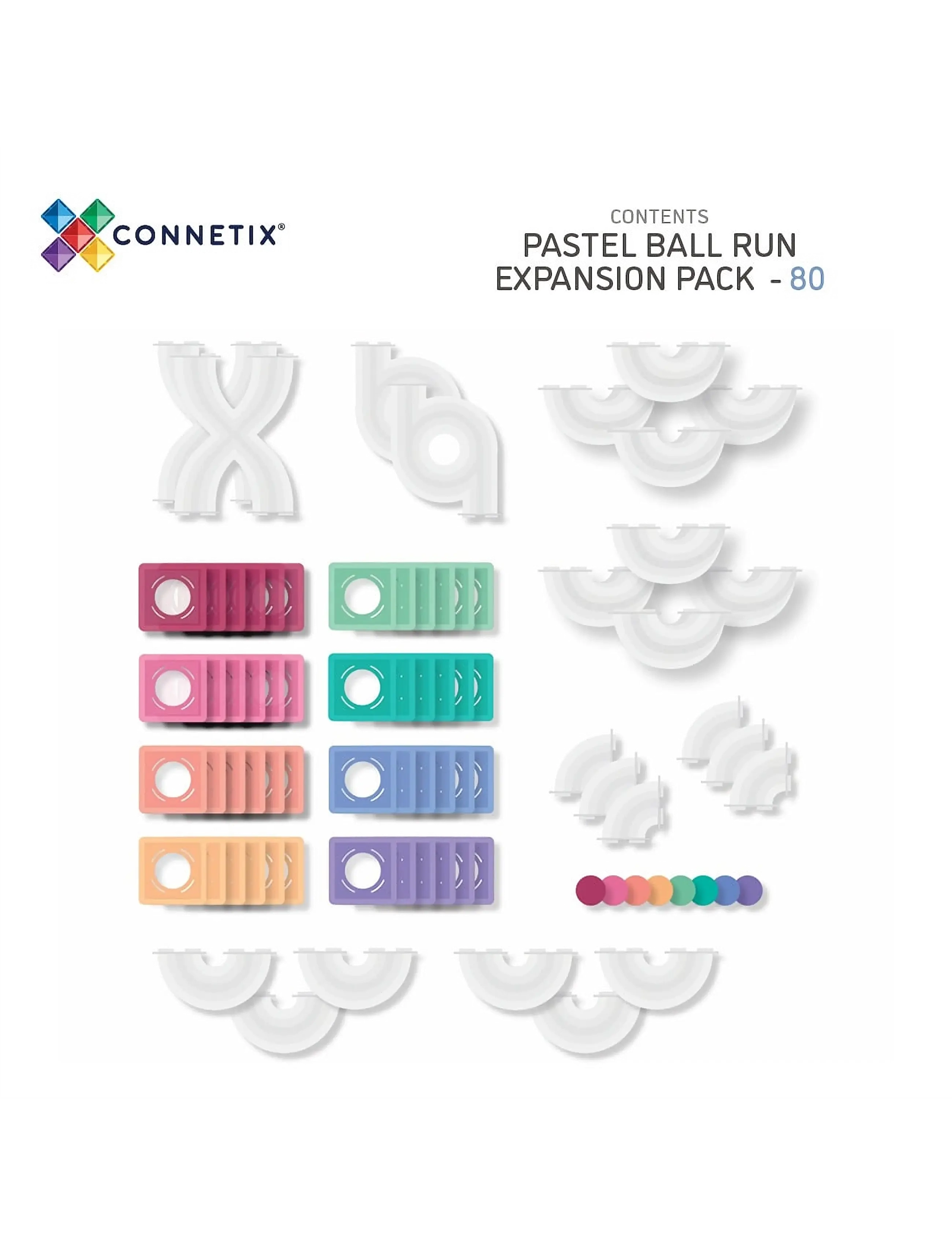 Connetix - Pastel Ball Run Expansion Pack 80 Pieces - multi coloured - 2