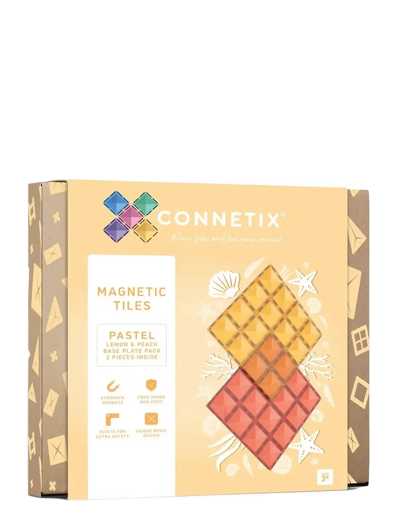CONNETIX Pastell Lemon & Peach Base Plate 2 Pieces Patterned - One Size - Kinder