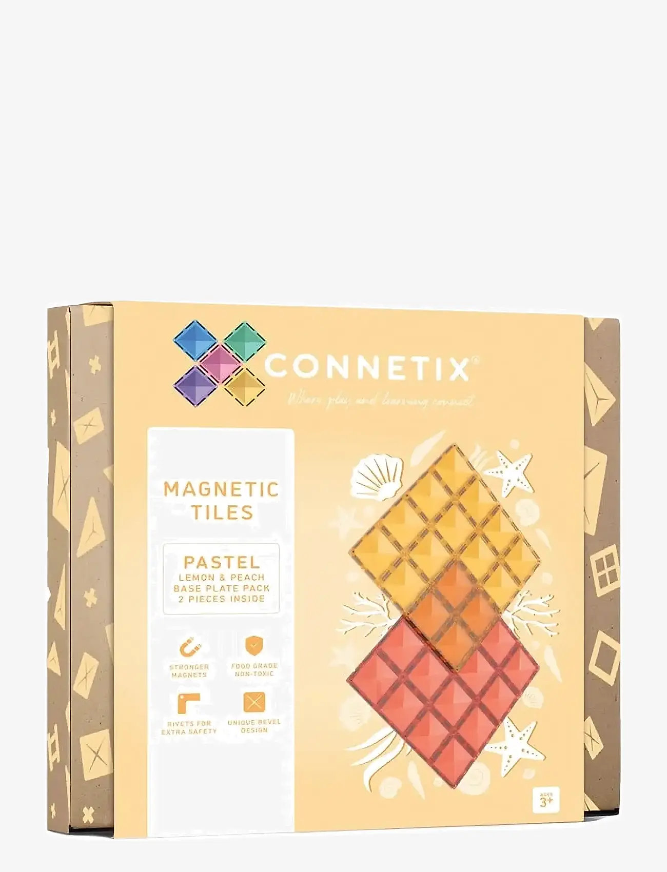 Connetix - Pastel Lemon & Peach Base Plate 2 Pieces - multi coloured - 1
