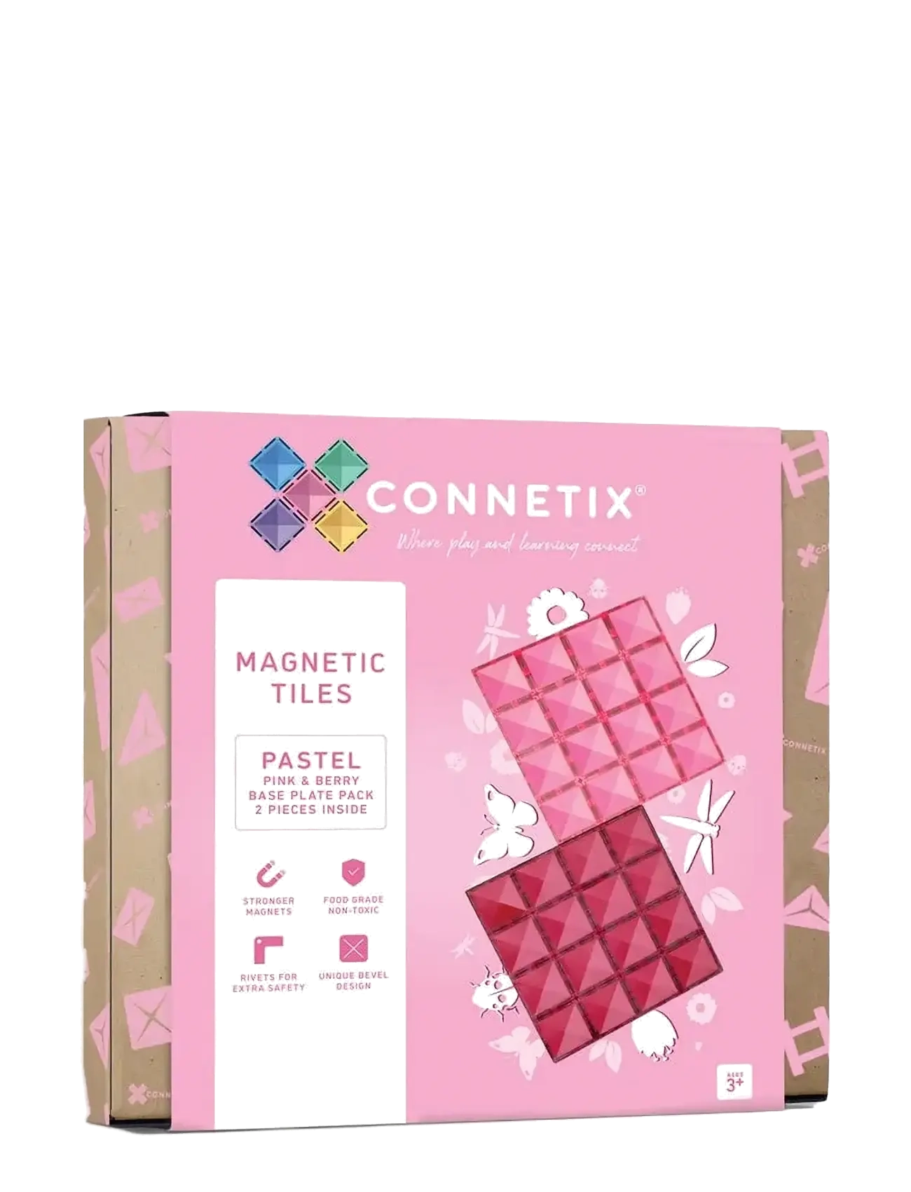 CONNETIX Pastell Pink & Berry Base Plate 2 Pieces Pink - One Size - Kinder
