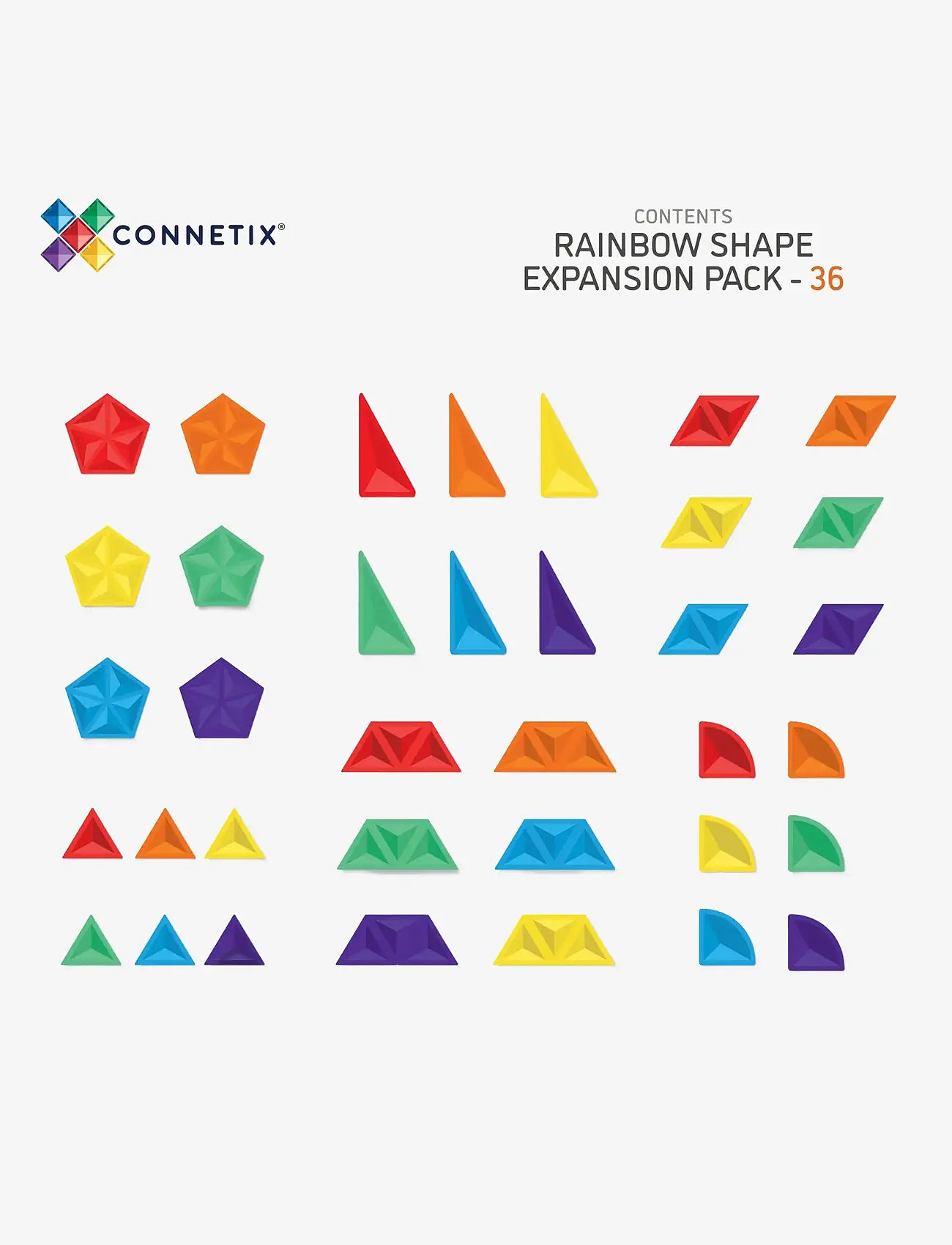 Connetix - Rainbow Shape Expansion Pack 36 Pieces - multi coloured - 2