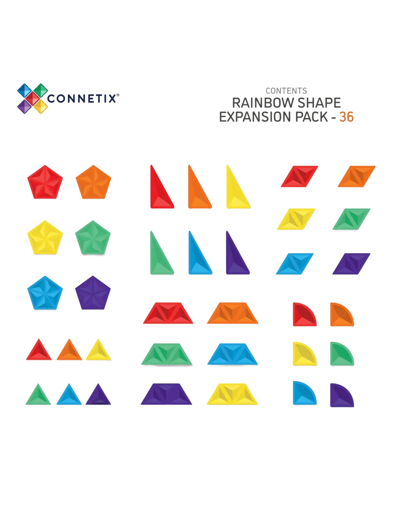 Connetix - Rainbow Shape Expansion Pack 36 Pieces - multi coloured - 2