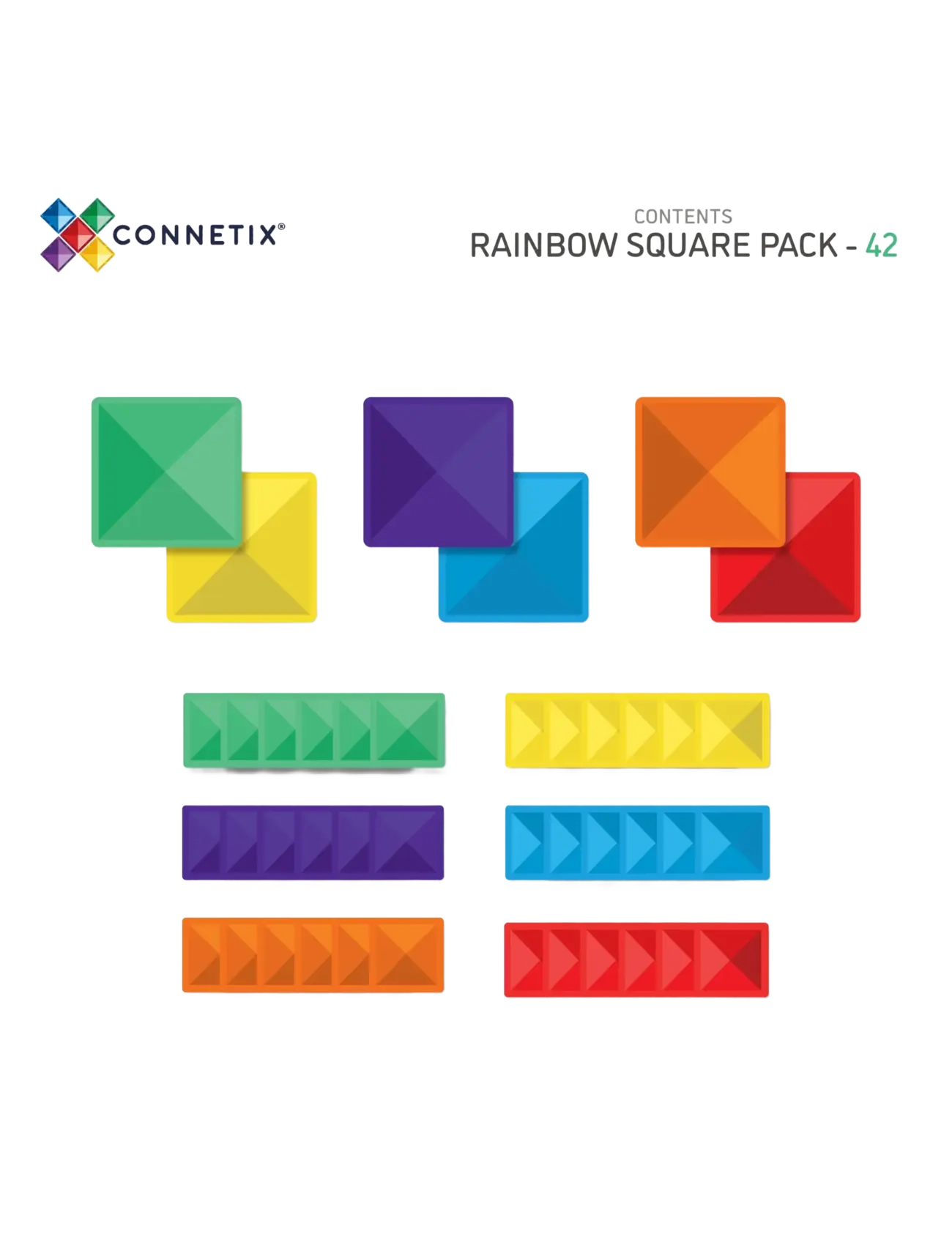 Connetix - Rainbow Square Pack 42 Pieces - multi coloured - 2