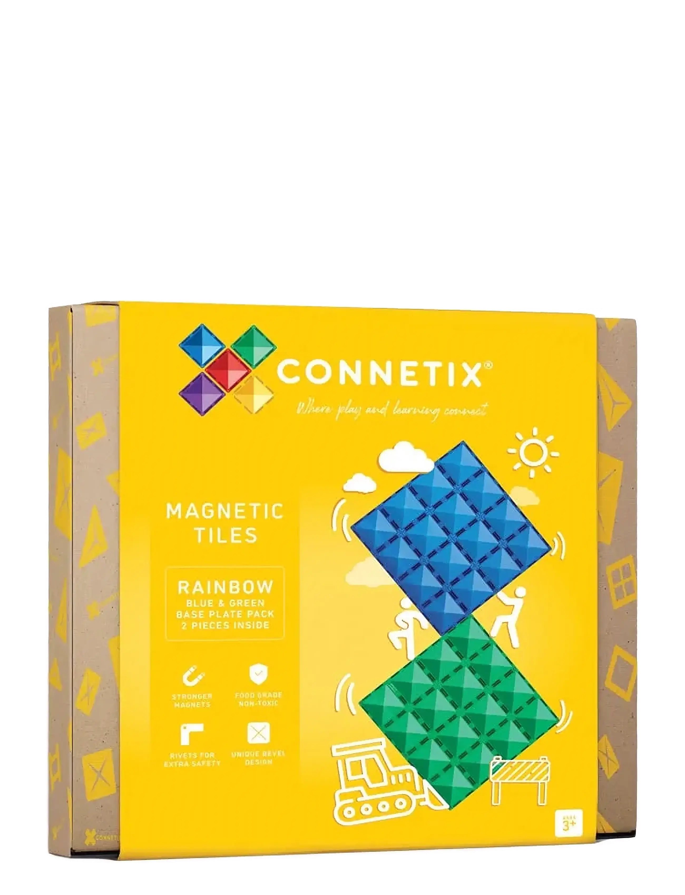 Connetix Rainbow Blue & Green Base Plate Pack 2 Pieces - Bauklötze und -kästen - MULTI COLOURED / multi