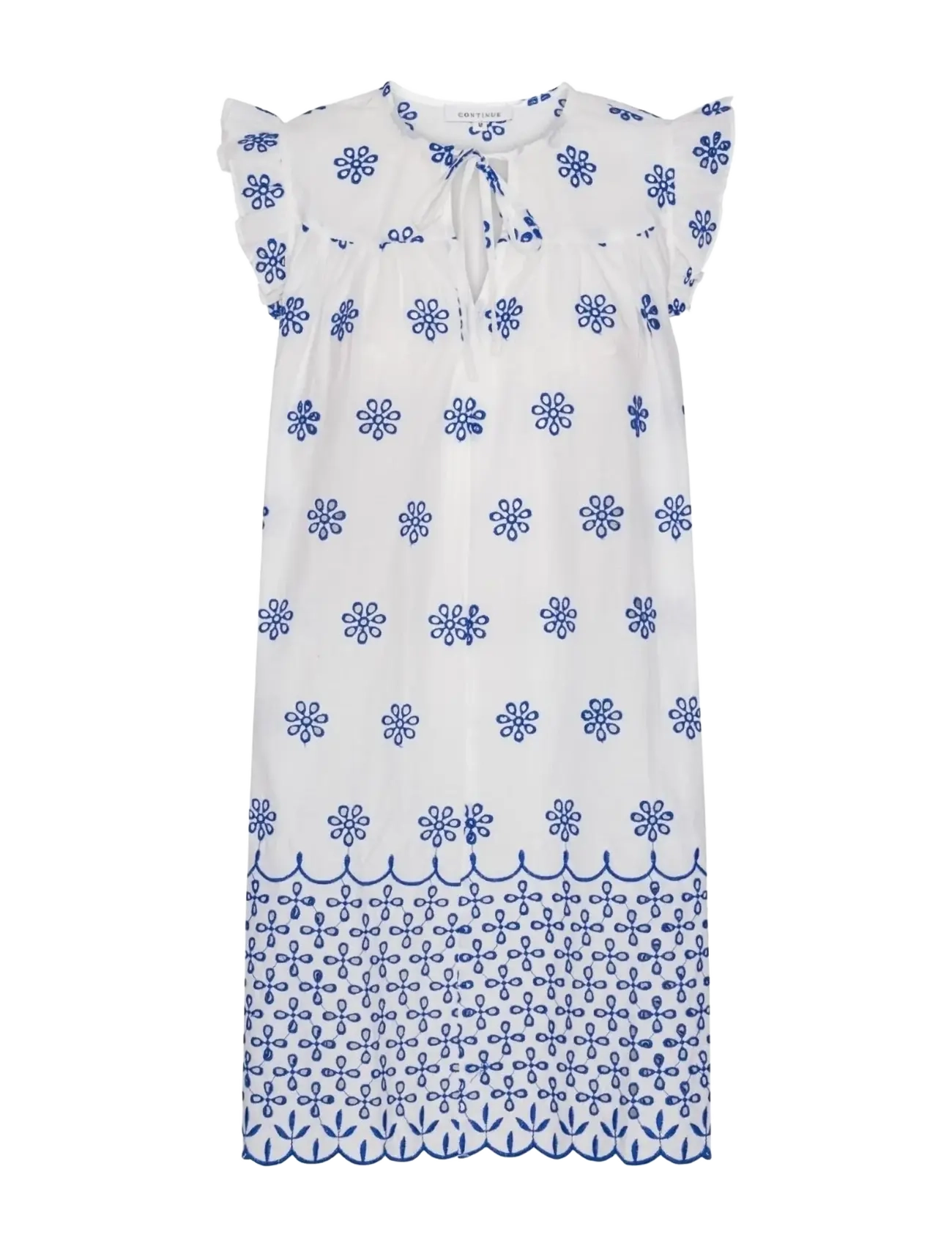 Continue lilly dress embrodery - Continue - WHITE WITH BLUE EMBRODERY / white