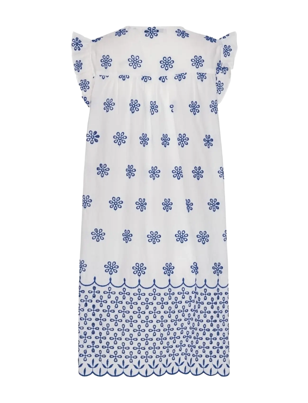 Continue - lilly dress embrodery - sommerkleider - white with blue embrodery - 1