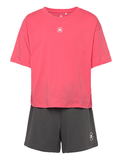 Converse CNVG BOXY TEE AND SHORT SET - 2-teilige Sets - BLACK / pink/rose