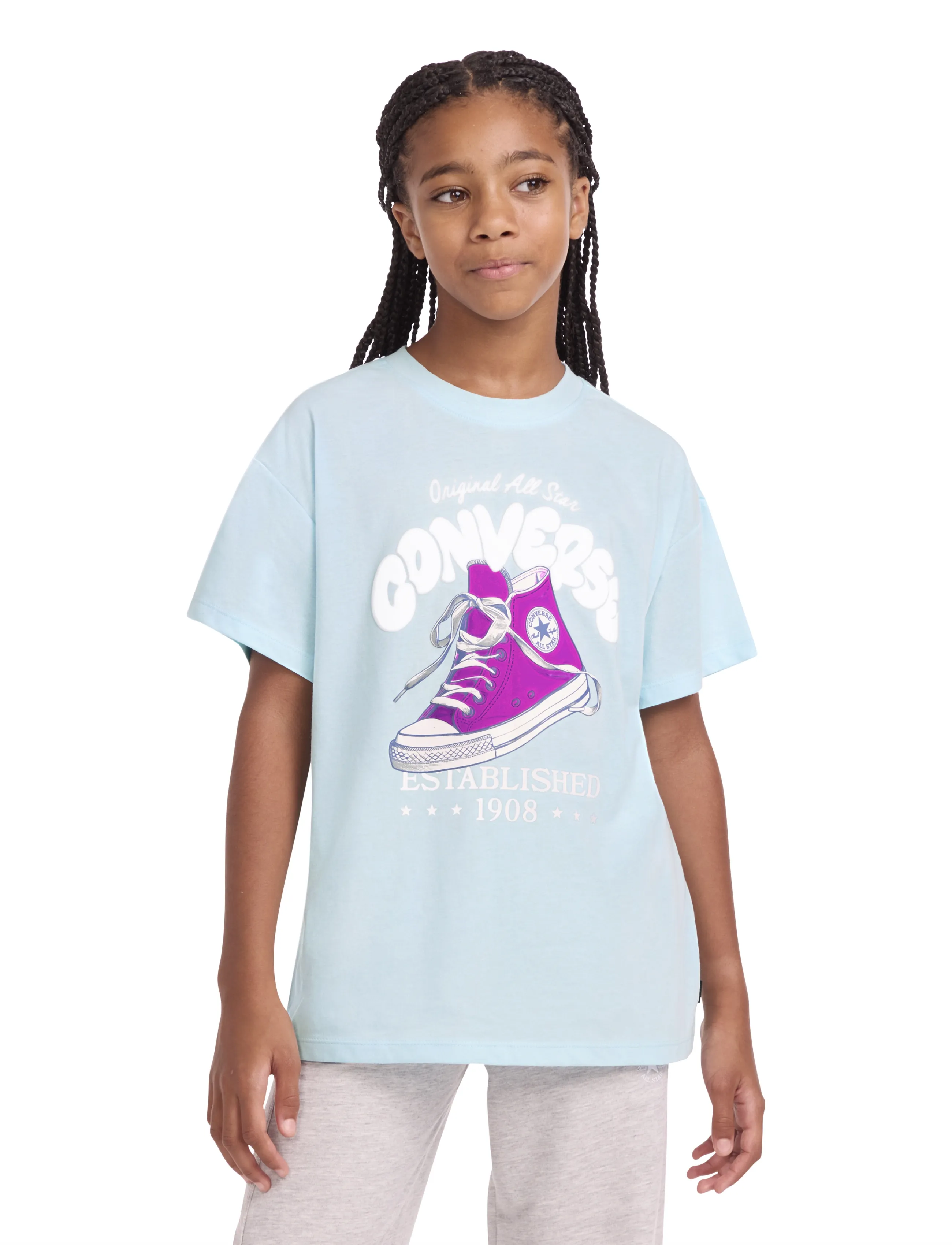 Converse Cnvg Sneaker Graphic Bf Tee, 140/152, T-shirts, Blau - Short-sleeved, Kinder