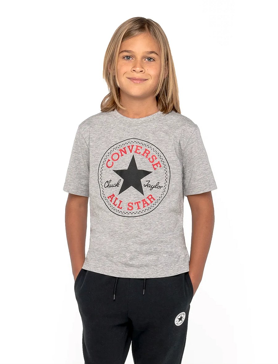 Converse - S/S TEE - kortärmade t-shirts - dk grey heather - 0