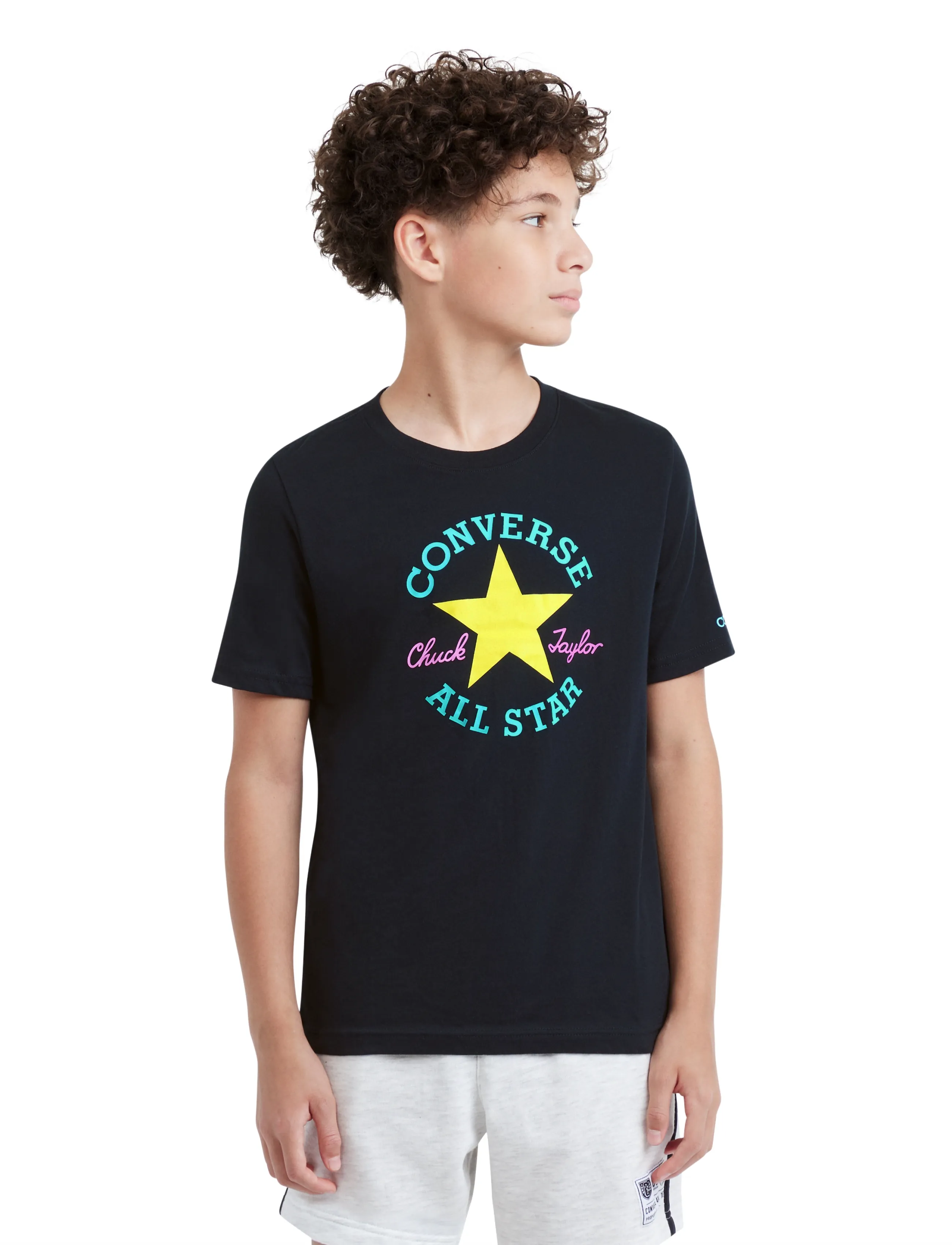 Converse S/S TEE - Kurzärmelige - BLACK/NEON MANTIS / black