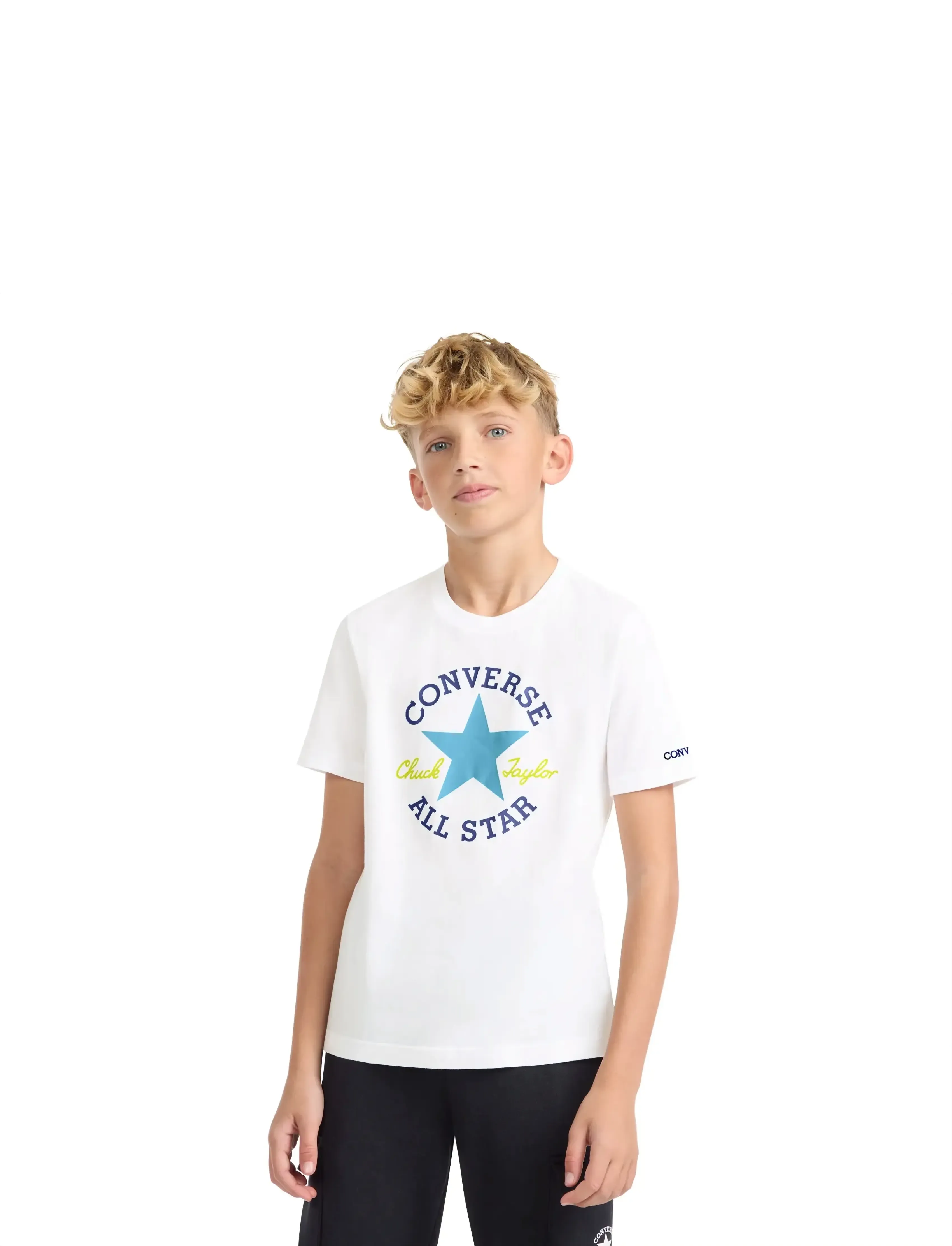 Converse S/S Tee, Børn, Grafisk Kortærmet T-shirt, Hvid, Str: 158/170