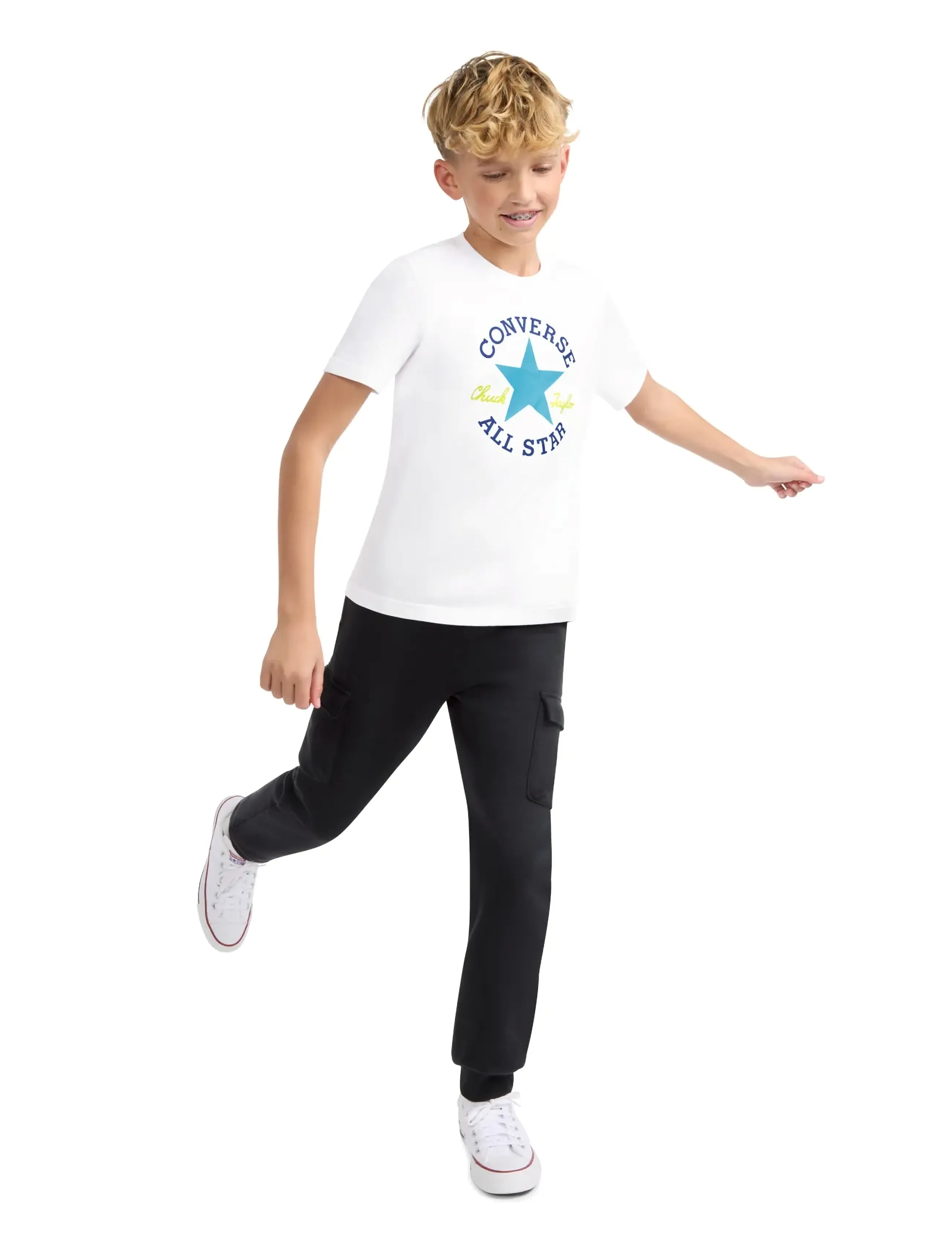 Converse - TE-S/S TEE - kortærmede t-shirts - white/gnarly blue - 5