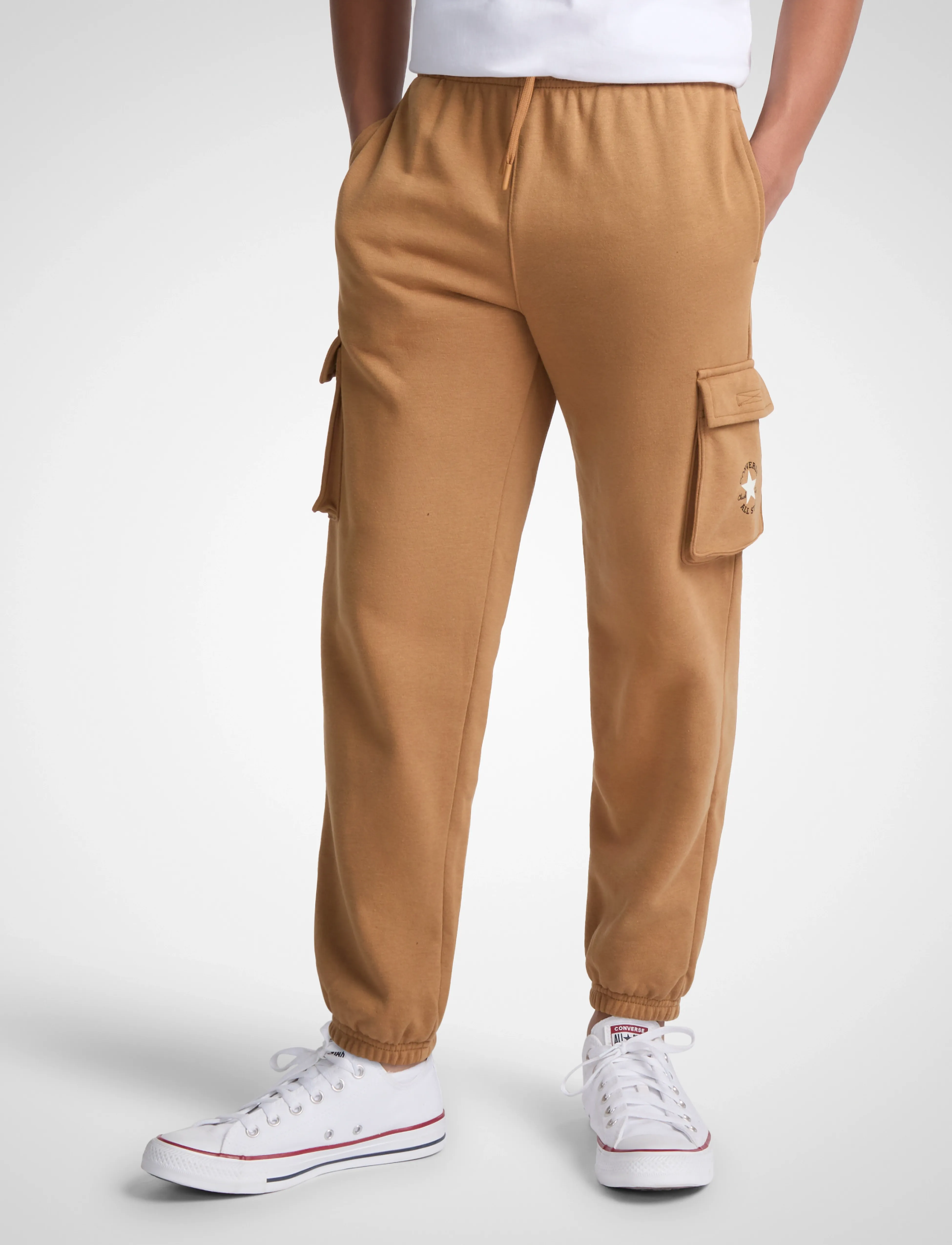 Converse French Terry Pant, Børn, French Terry Cargo Jogger Bukser, Brun, Str: 158/170