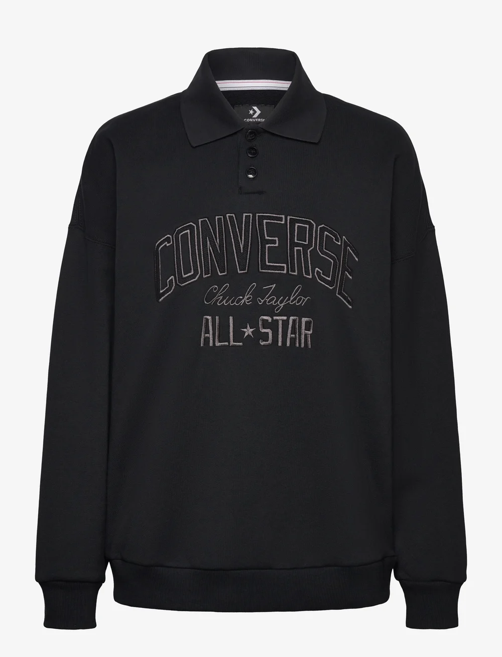 Converse - RETRO CHUCK BUTTON DOWN CREW - fleece og mellemlag - converse black - 0