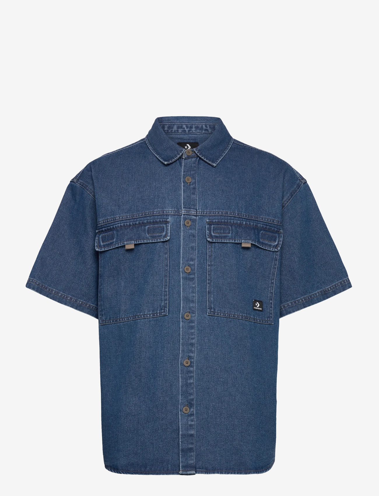 Converse - CONVERSE DENIM UTILITY SHIRT - toppar & t-shirts - med. light indigo - 0