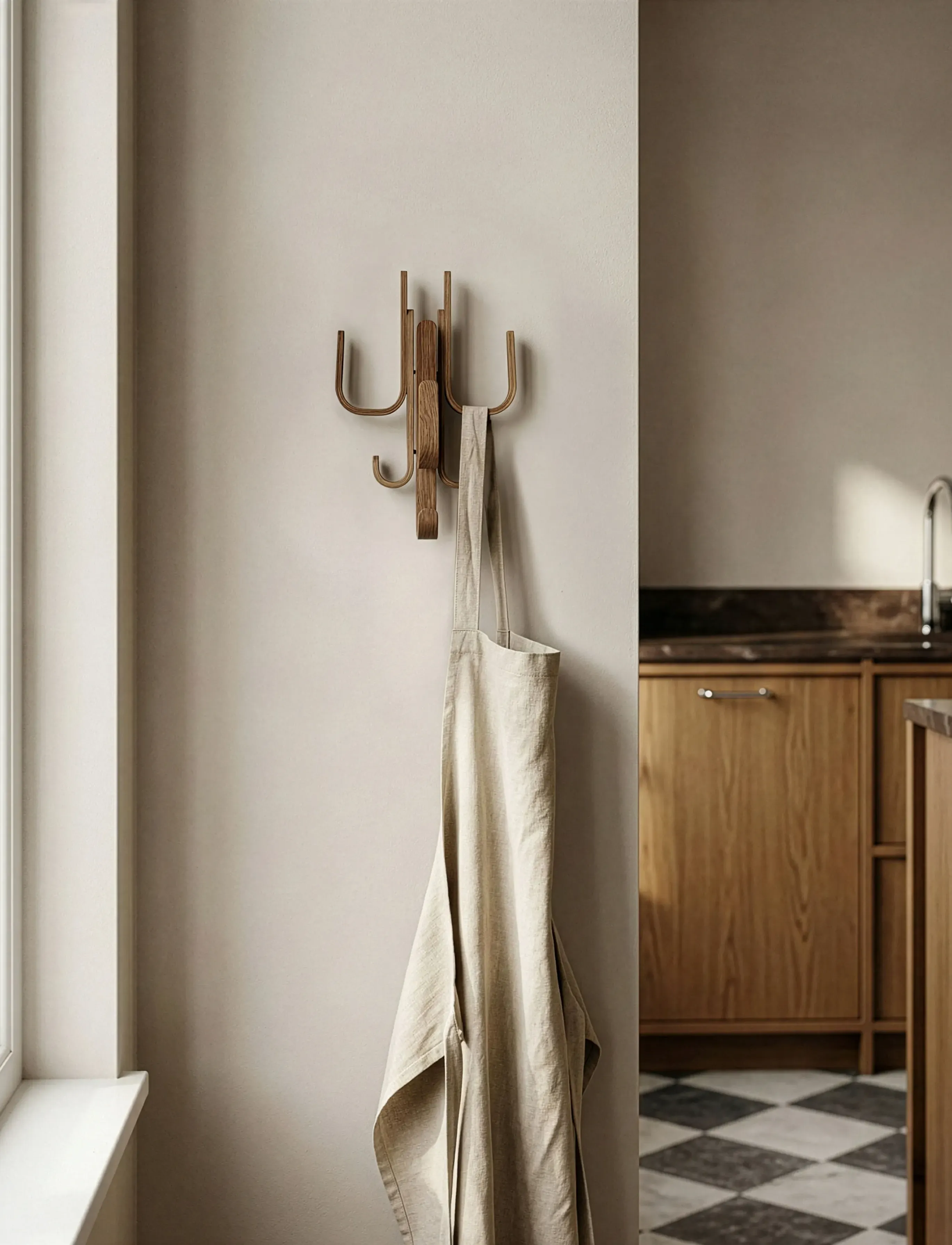 Cooee Design Woody Hook Three Dark Oak, One Size, Furniture, Braun - Coat Hooks & Racks, Homeware