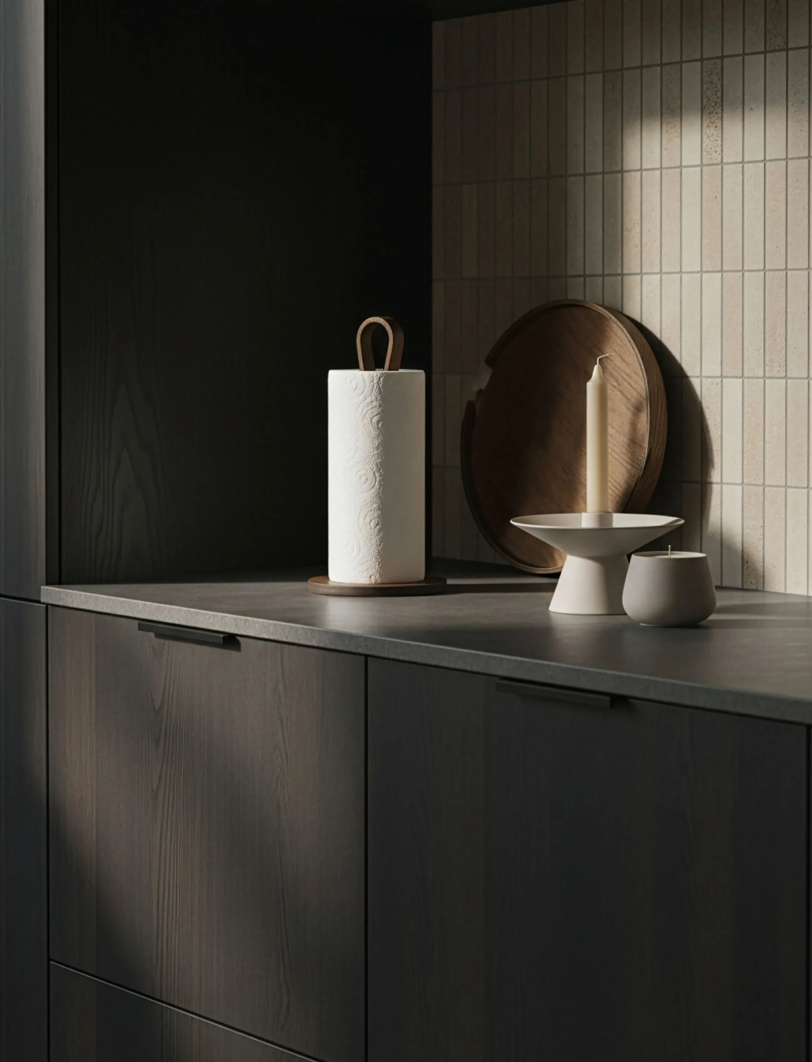 Cooee Design Woody Kitchen Roll Holder Dark Oak, One Size, Kitchen, Braun - Household Paperholder, Homeware