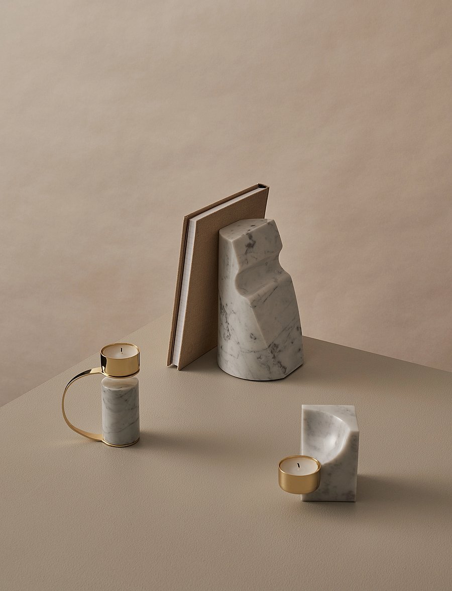 Cooee Design - Quarter Tealight Carrara - teeküünlahoidjad - carrara - 2