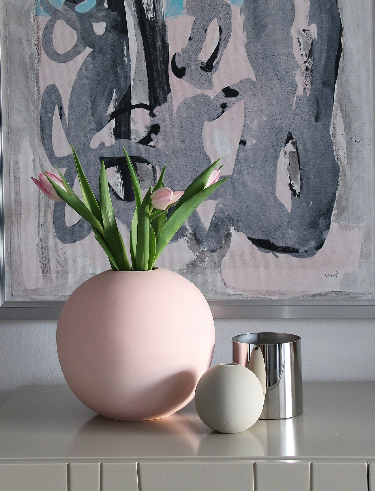 Cooee Design Ball Vase, H9 cm, Vases, Beige - Small Homeware
