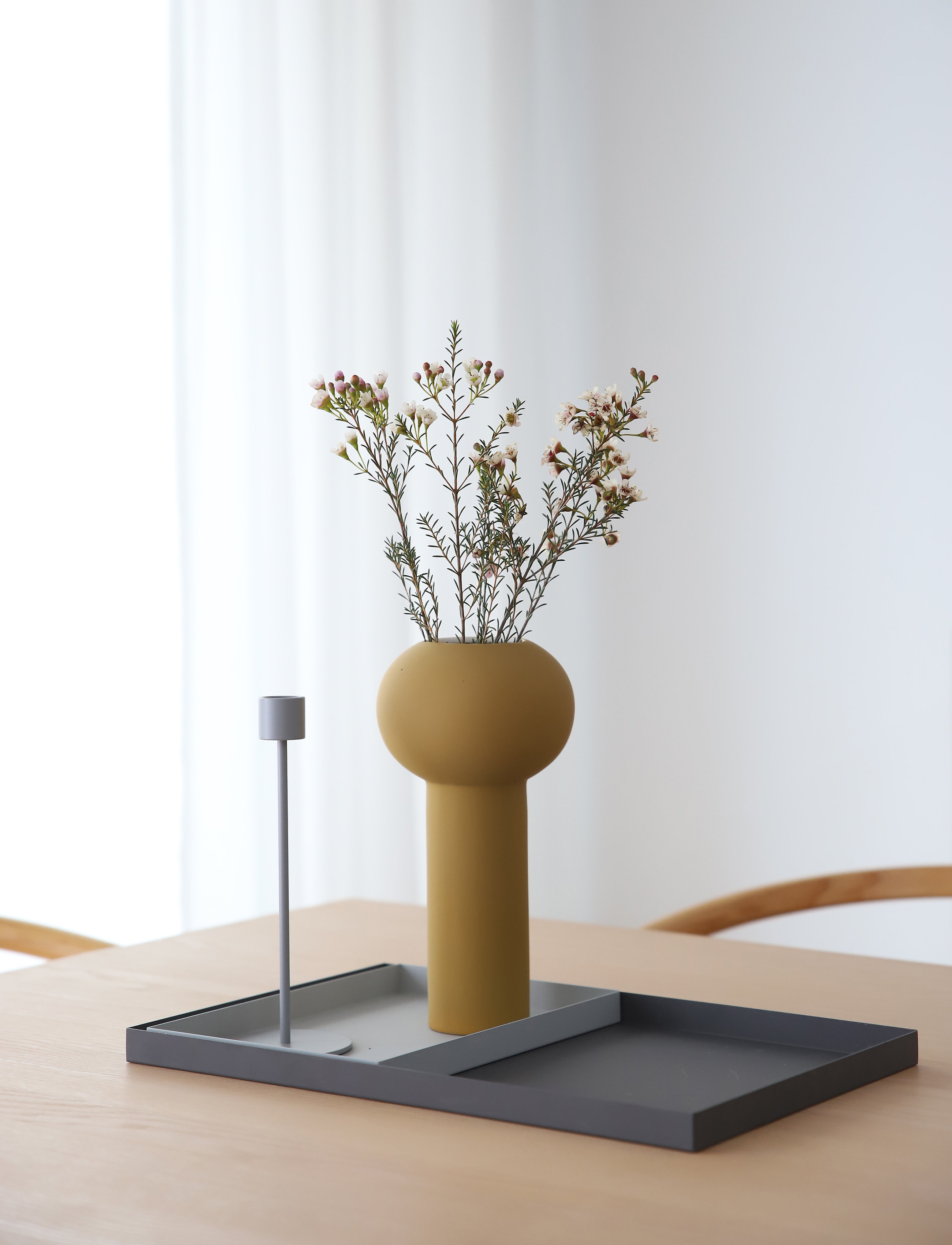 Cooee Design Candlestick 21Cm, One Size, Candlesticks & Lanterns, Grau - Candlesticks, Homeware