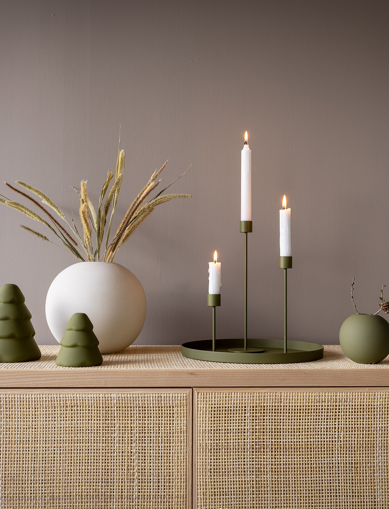 Cooee Design Candlestick 21Cm, H:21 cm, Candlesticks & Lanterns, Grün - Candlesticks, Homeware