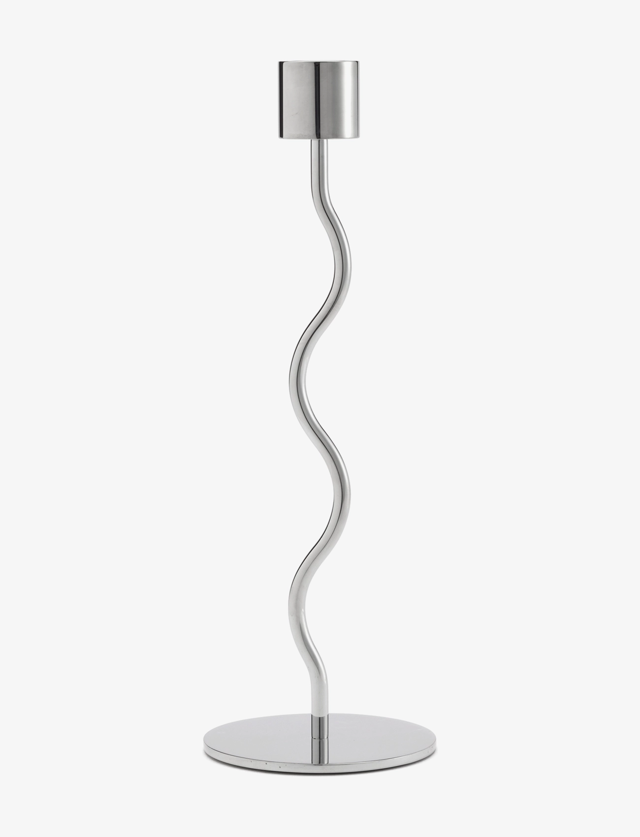 Cooee Design Curved Candleholder, Lysestage, Sølv, Str: H23CM