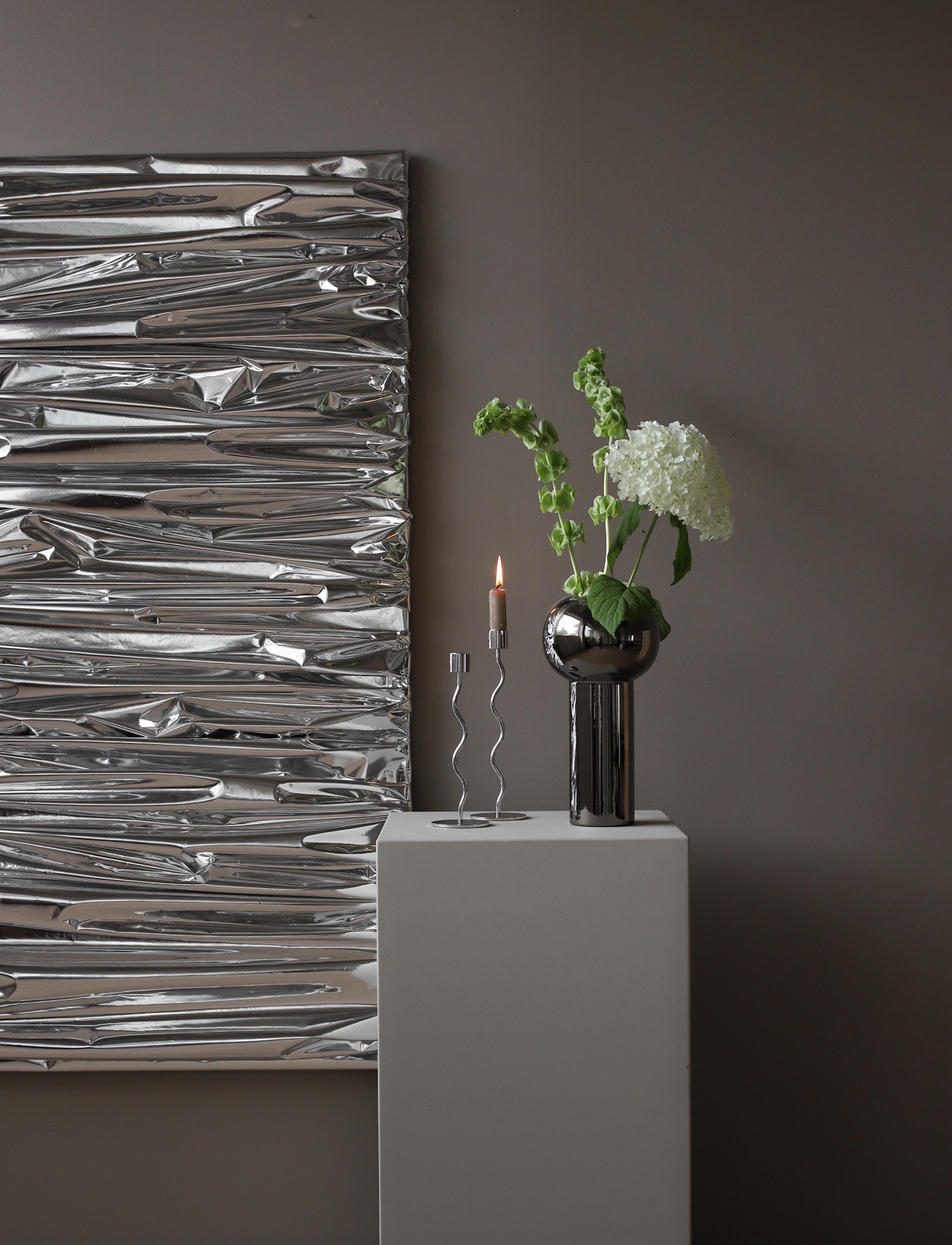 Cooee Design Curved Candleholder, H23 cm, Candlesticks & Lanterns, Silber - Candlesticks, Homeware