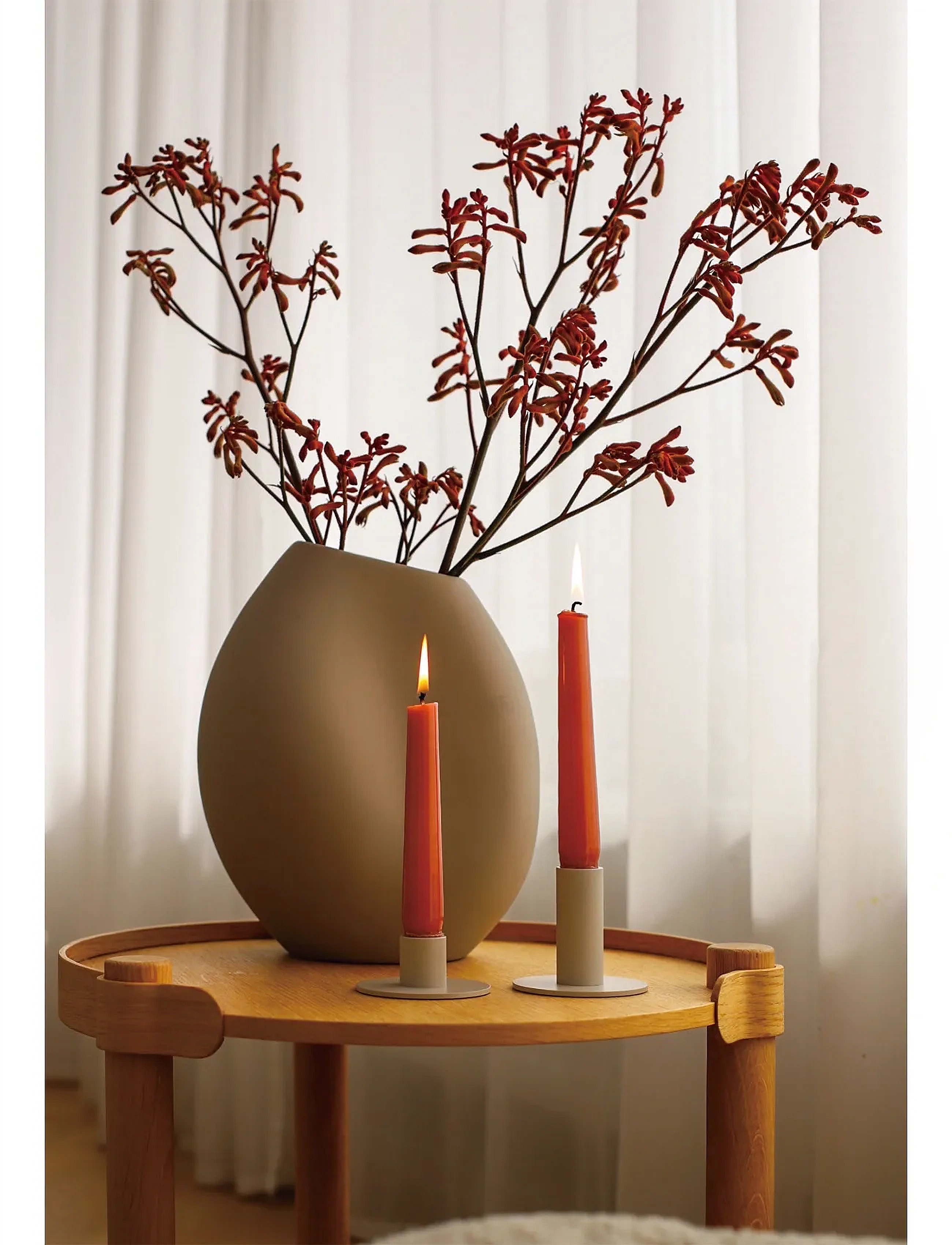 Cooee Design Candlestick Low 70Mm Sand, H:7 cm, Candlesticks & Lanterns, Creme - Candlesticks, Homeware