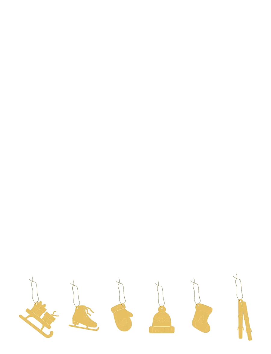 Cooee Design - Christmas Deco Winter activities 6-pack Brass - weihnachtskugeln - brass - 1