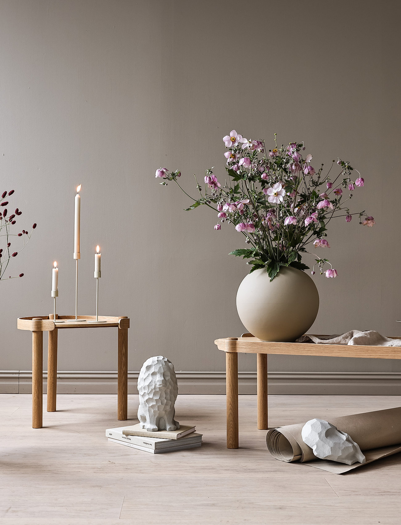 Cooee Design Uma Candle, H:9.5 cm 14, Candlesticks & Lanterns, Beige - Candlesticks, Homeware