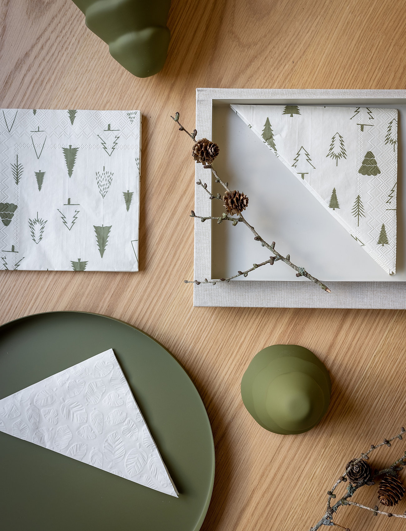 Cooee Design - Napkin Woods - paper napkins - shell/olive - 1