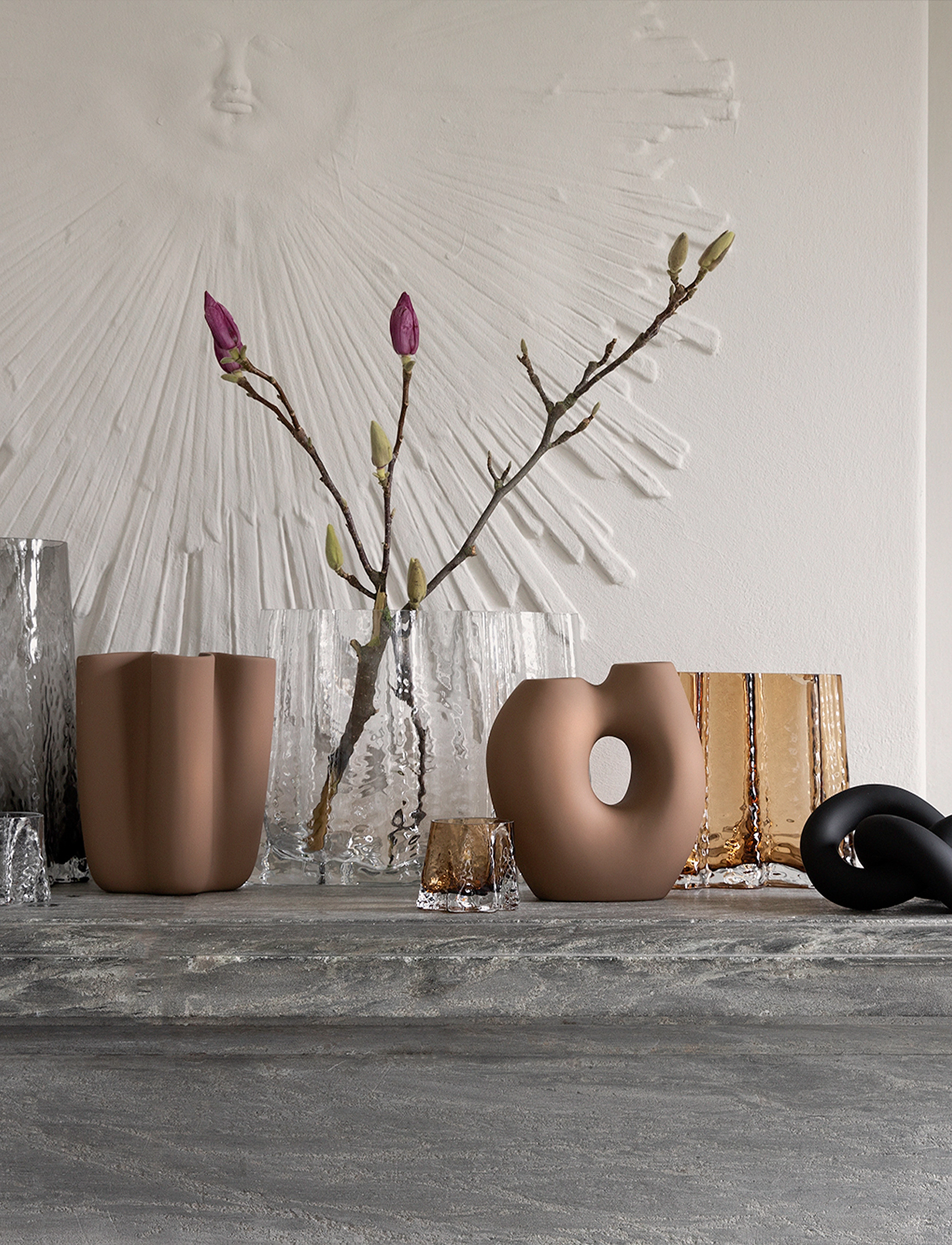 Cooee Design - Gry Wide Vase - shop etter pris - cognac - 4