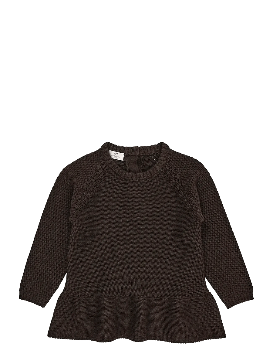 Copenhagen Colors - KNITTED PULLOVER W. FRILL - pullover - dk brown - 0