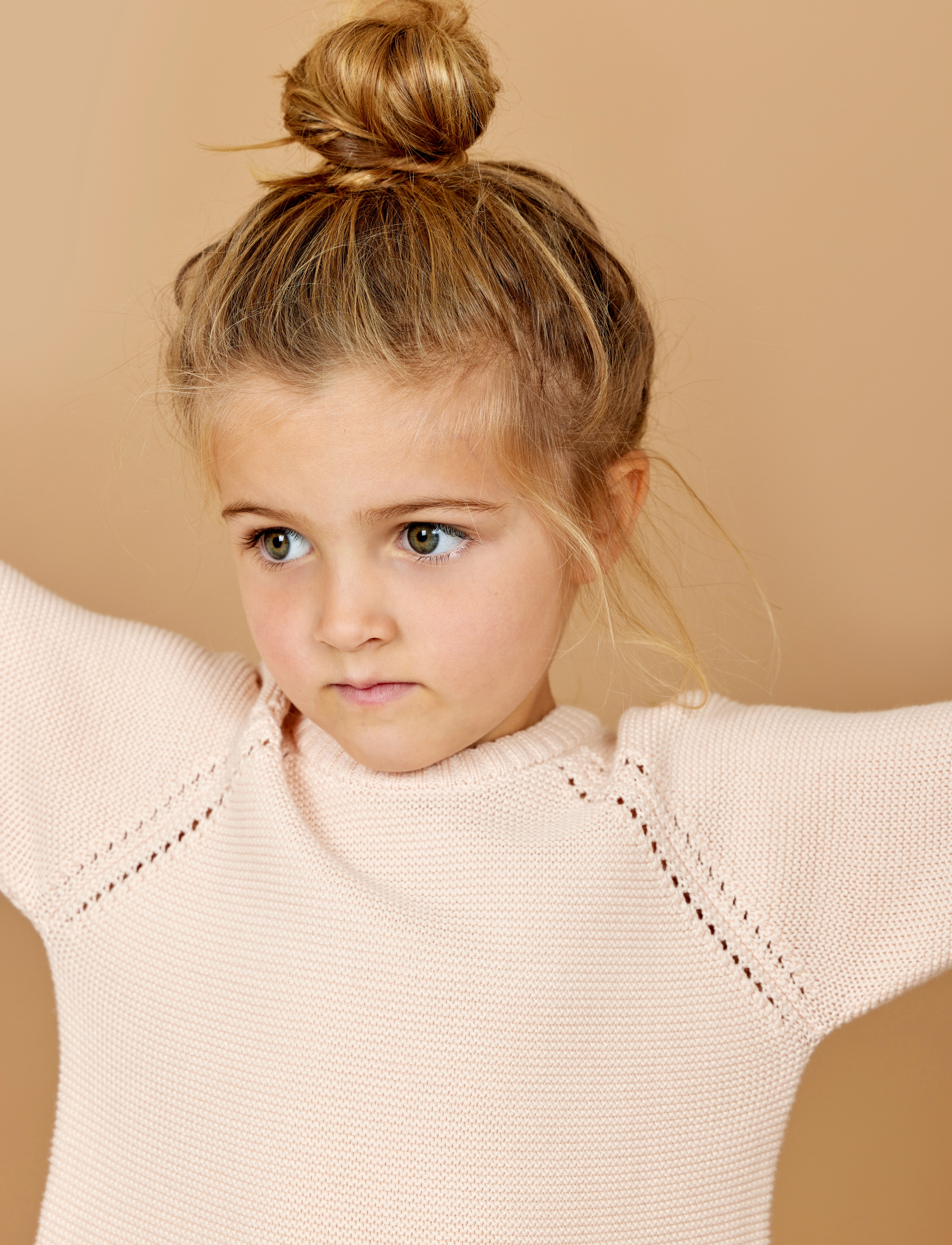 Copenhagen Colors Knitted Pullover W. Frill, 122, Pink, Strik > Pullovere, Børn